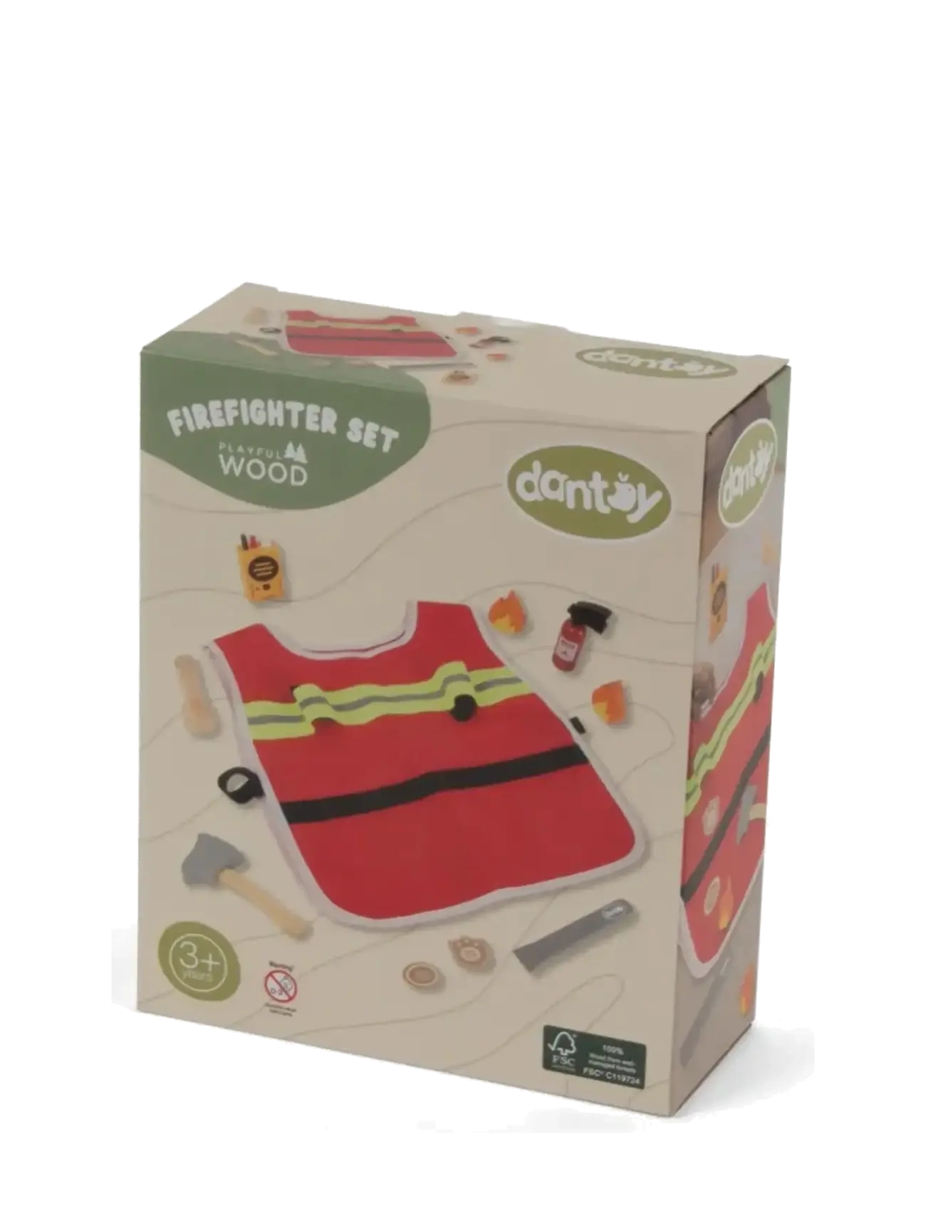 Dantoy - FIREFIGHTER PLAY SET WOOD IN GIFTBOX 10 PCS - kostüme - mixed colours - 2