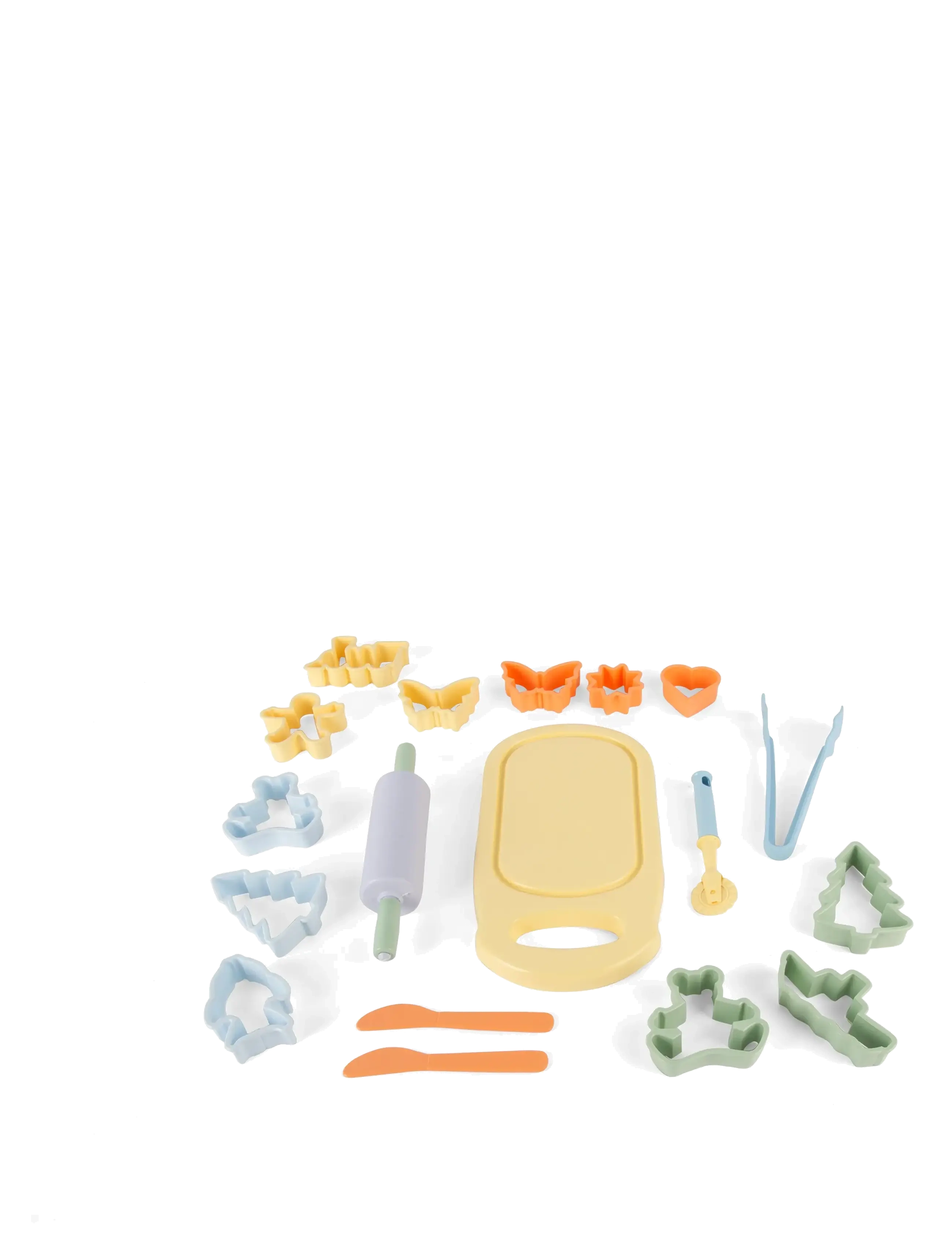 PASTEL PLAY DOUGH SET - GREEN, LIGHT PURPLE, LIGHT YELLOW, ORANGE, SUMMER BLUE