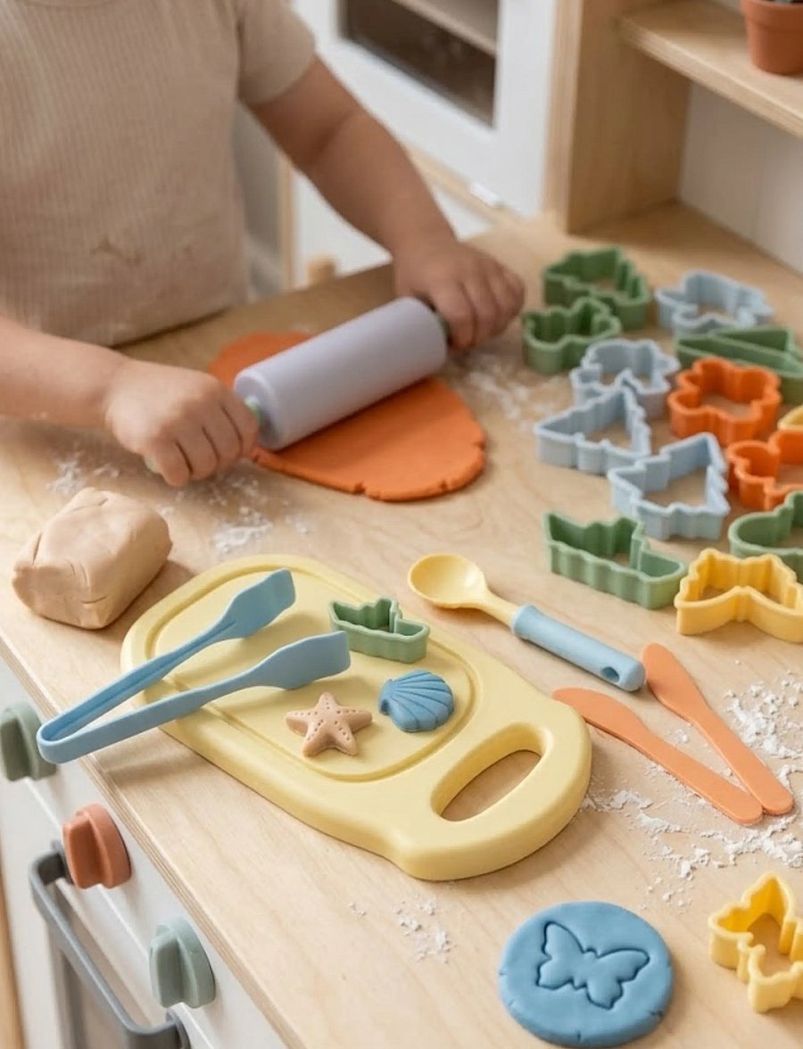 Dantoy - PASTEL PLAY DOUGH SET - bastelset - green, light purple, light yellow, orange, summer blue - 5