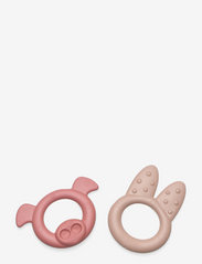 TINY BIO TEETHER RING RED & BEIGE-2 PCS - ROSA, PASTELBROWN