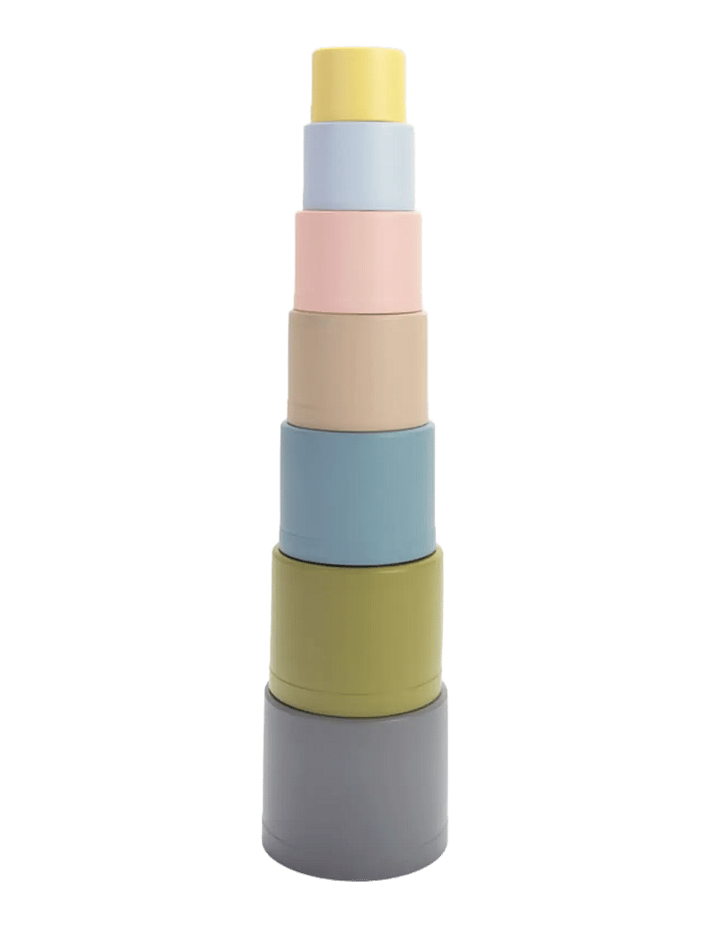 Dantoy - TINY BIO PLAY CUPS - 6+ MONTHS - staflanlegir kubbar - dusty-blue, army-green, dusty-pink, dusty-yellow, grey - 1