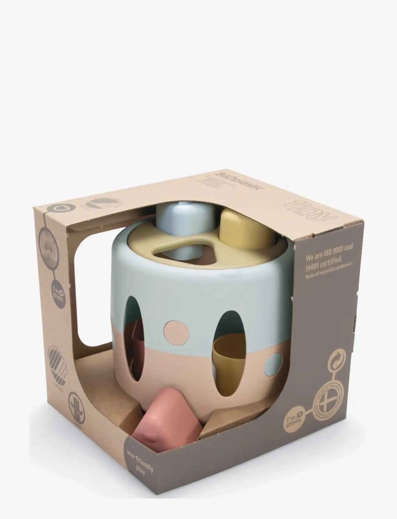 Dantoy - TINY BIO SHAPE SORTER IN GIFTBOX - lägsta priserna - dusty-blue, army-green, dusty-pink, dusty-yellow, grey - 1