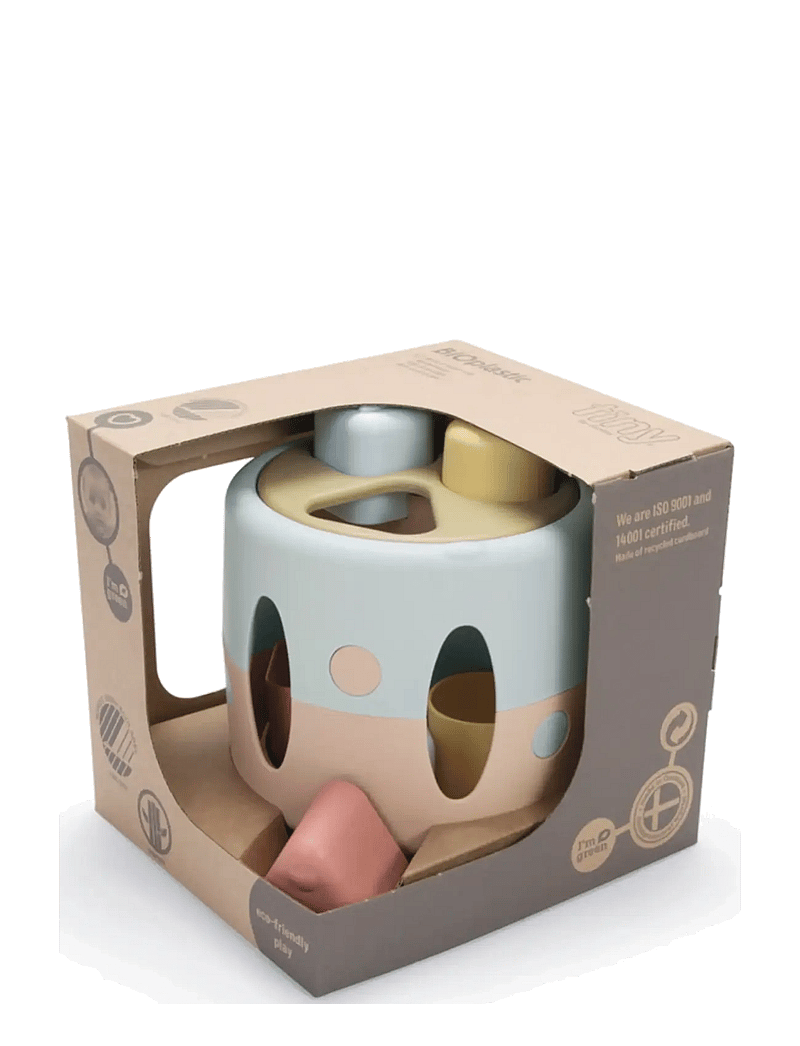 Dantoy - TINY BIO SHAPE SORTER IN GIFTBOX - plocklådor - dusty-blue, army-green, dusty-pink, dusty-yellow, grey - 2