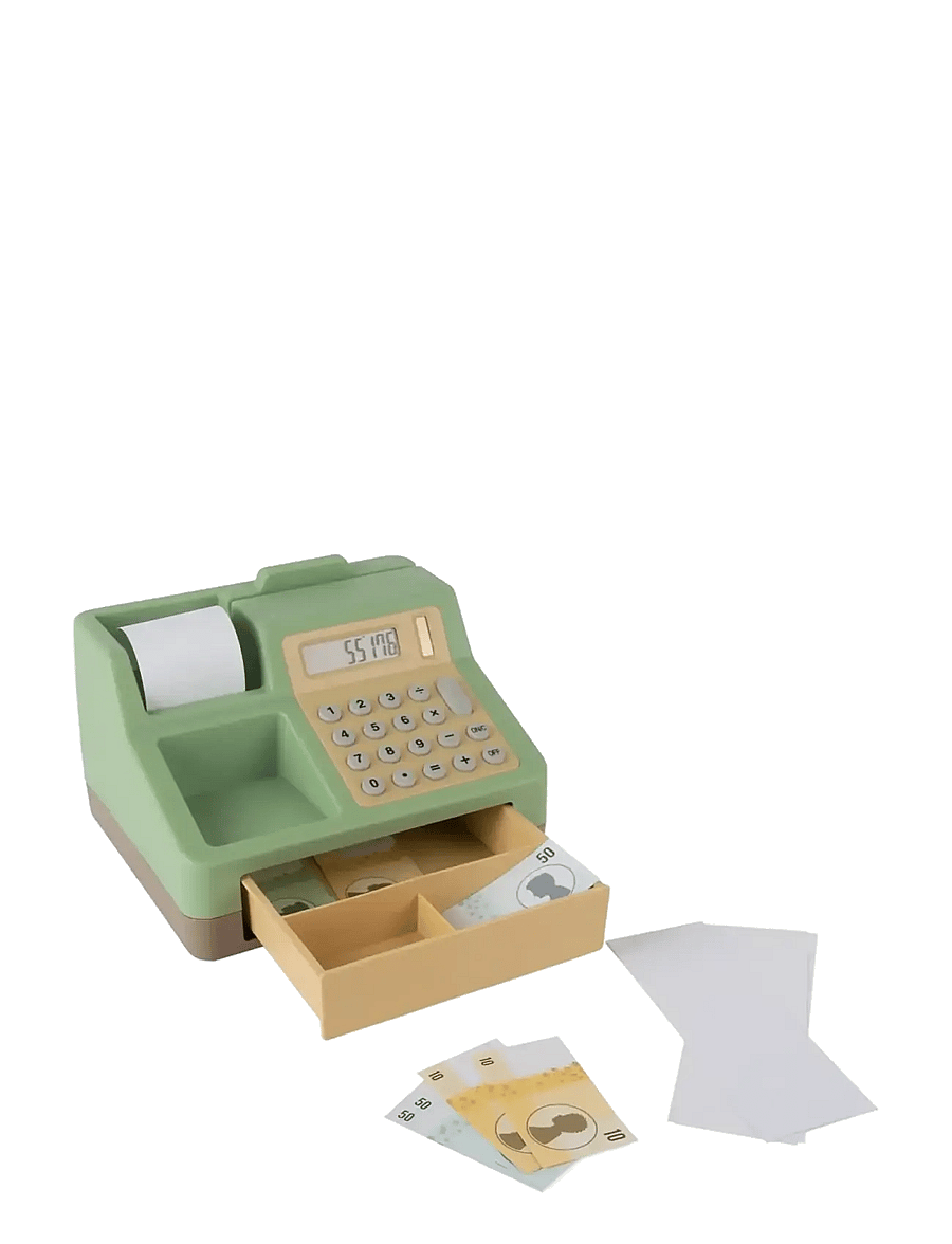 Dantoy - GG CASH REGISTER SET NET - legetøjskøbmandsboder - dust brown, gray, green, warm gray - 1