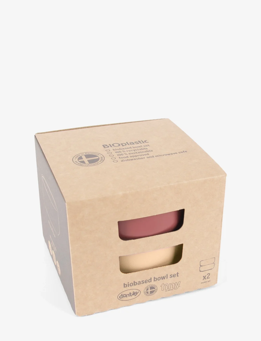 Dantoy - TINY BIOBASED BOWL SET - serveringssæt - nude and ruby red - 1