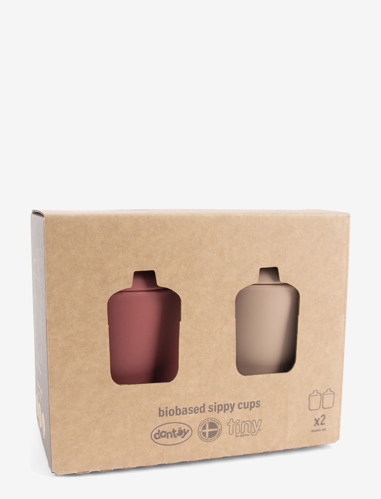 Dantoy - TINY BIOBASED SIPPY CUPS - sutteflasker - nude and ruby red - 1