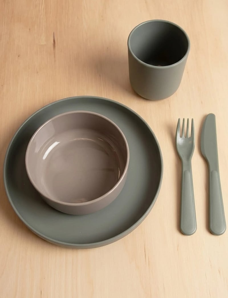 Dantoy - TINY BIOBASE DINNER PLATE SET - lägsta priserna - olive and grey - 3