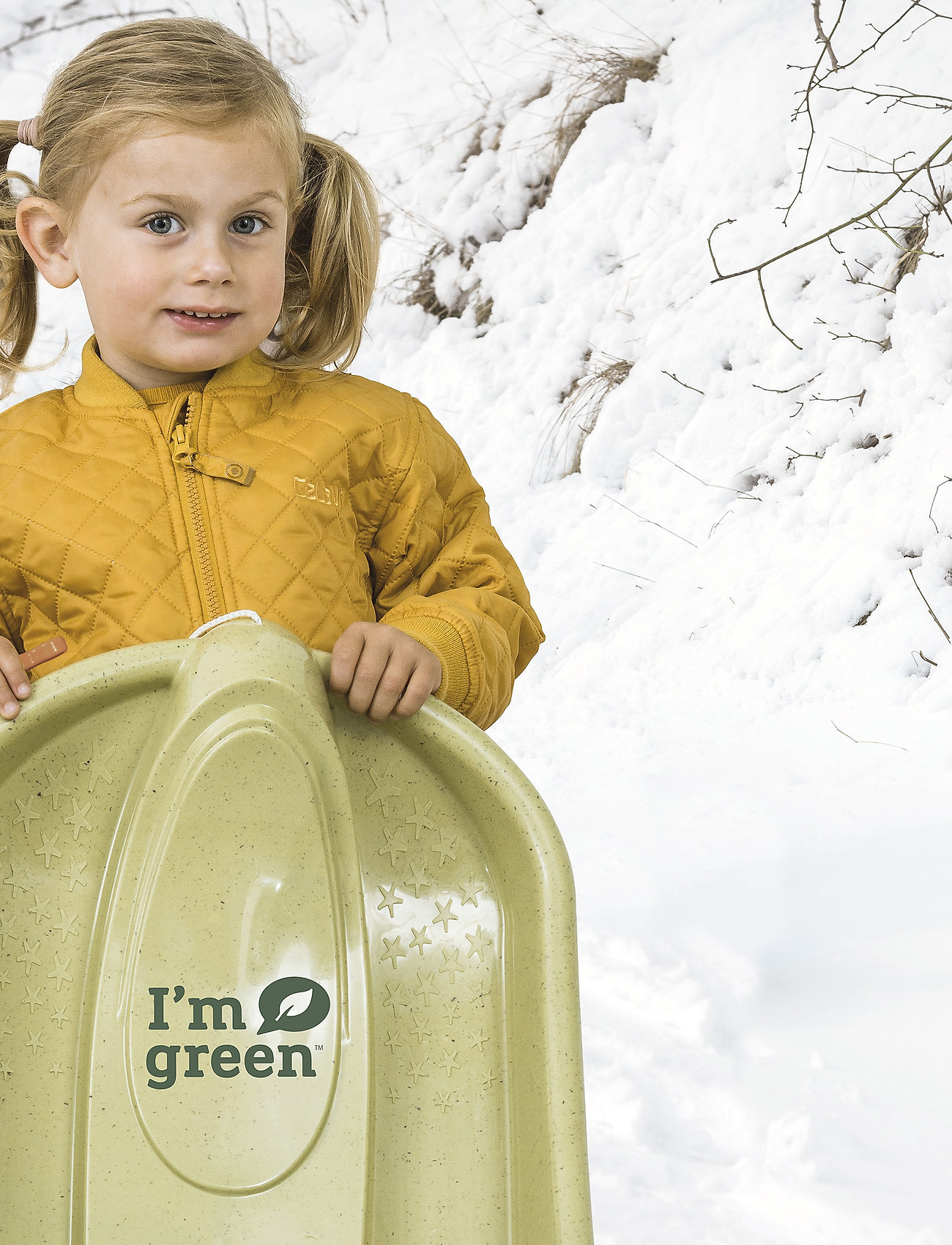 Dantoy - BIO BOBSLED W/O BRAKES DUSTY GREEN 79 CM - pulkor - green - 1