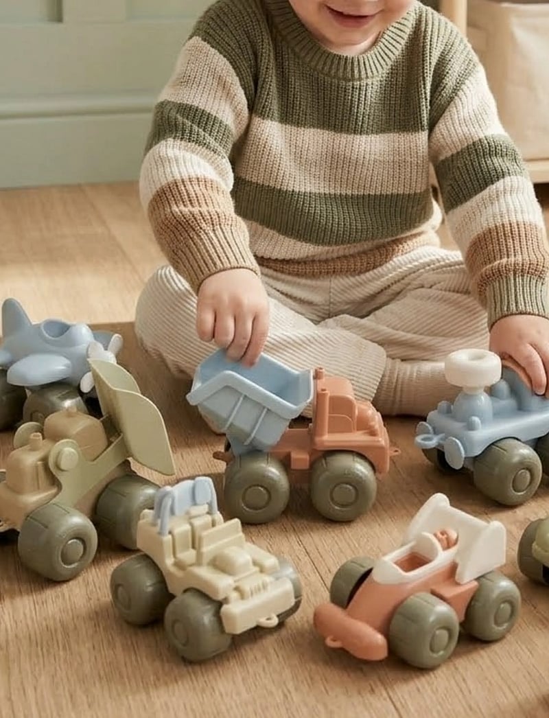 Dantoy - BIO VEHICLES 8 PCS - traktorer - dusty green-blue-terracotta - 0