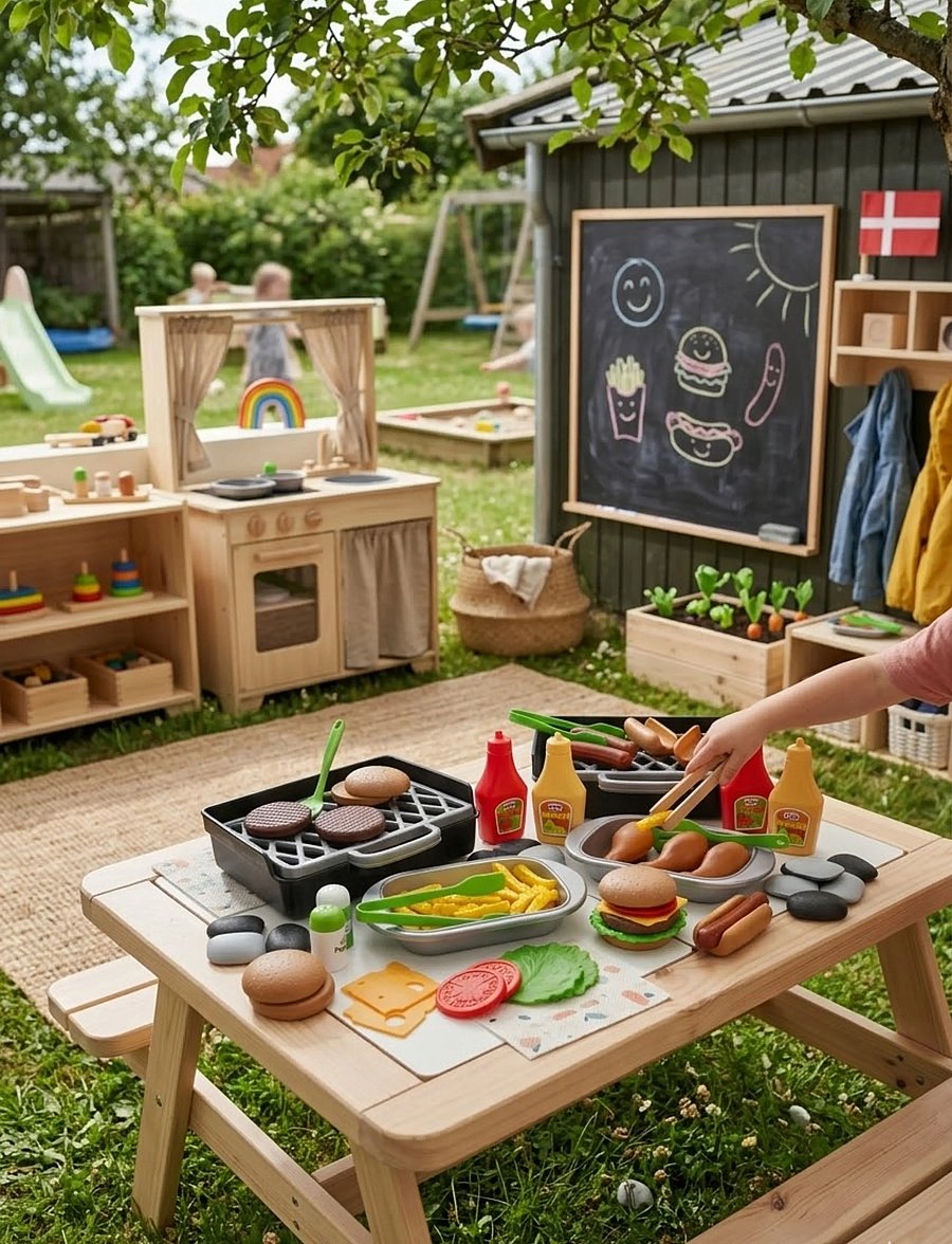 Dantoy - BBQ DELUXE SET-79 PCS CTN. - legemad & legekager - red, brown, yellow, green, silver, white, black - 0