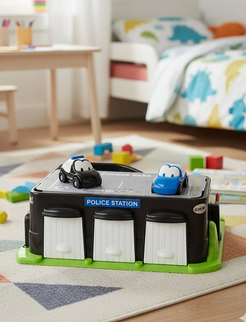 Dantoy - CLASSIC FUNCARS POLICE STATION - legetøjsbiler - black, blue, blue transparent, gray cool, green, red, white - 0