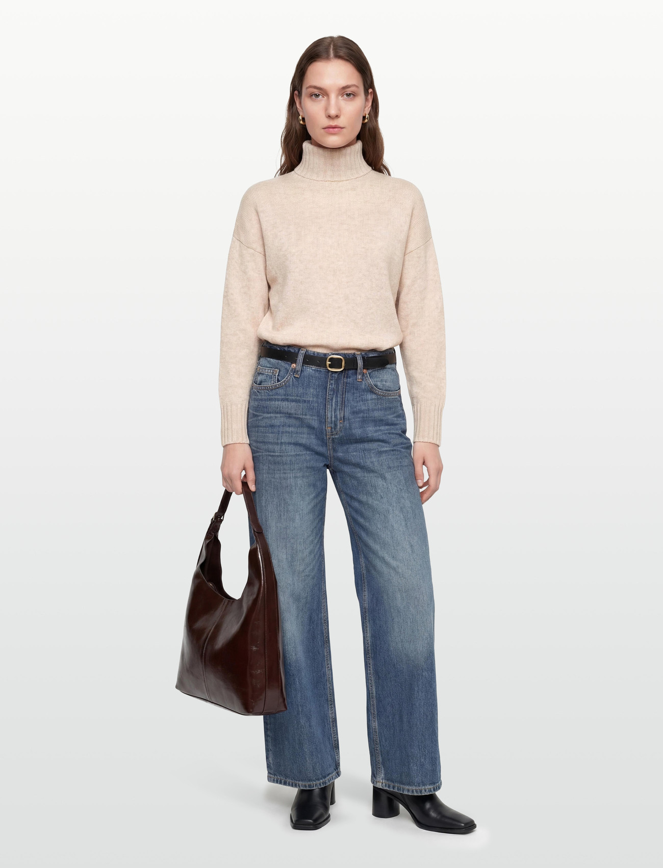 Davida Cashmere Turtleneck Oversized Slits - - S 1