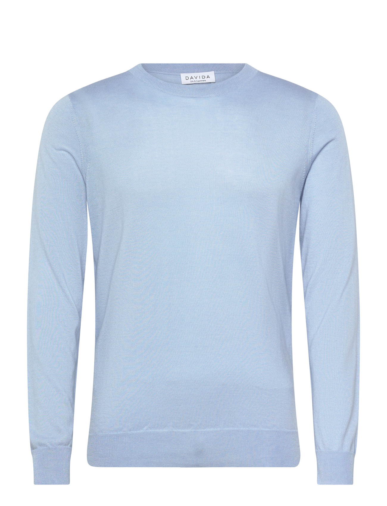 Davida Cashmere Man Fine Knit O-Neck Sweater - Blue - S 1