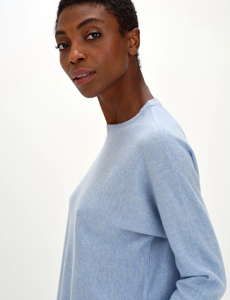 Davida Cashmere - curved sweater - cashmere - blue fog - 0