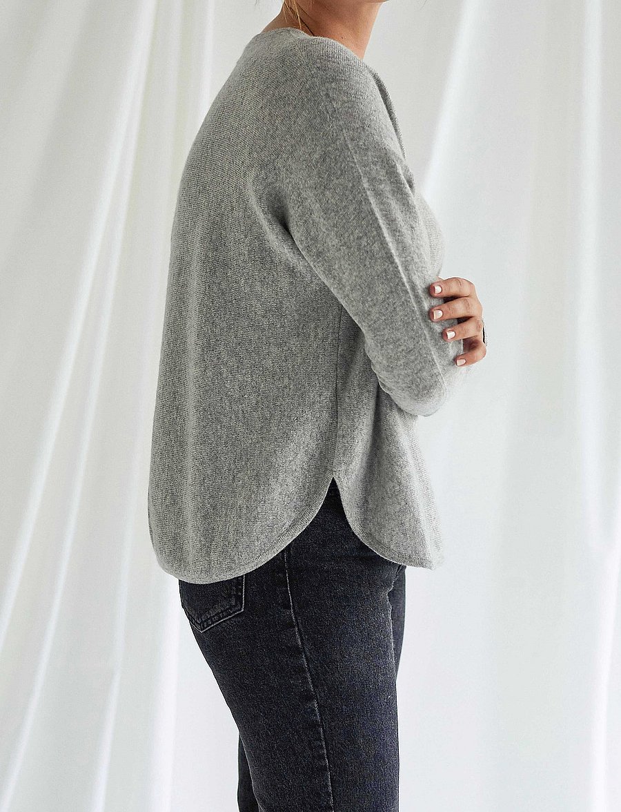 Davida Cashmere - curved sweater - kašmiir - light grey - 0