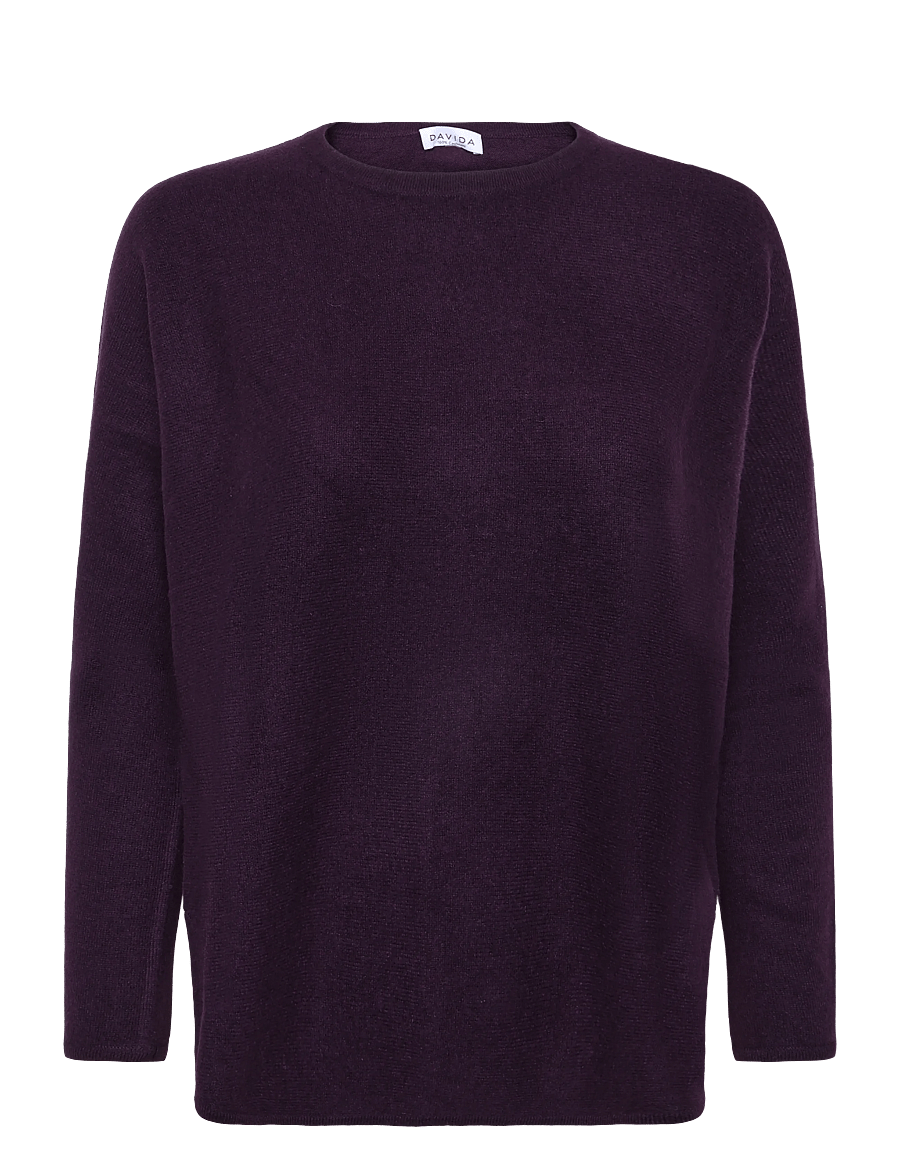 Davida Cashmere - curved sweater - cashmere - plum - 0