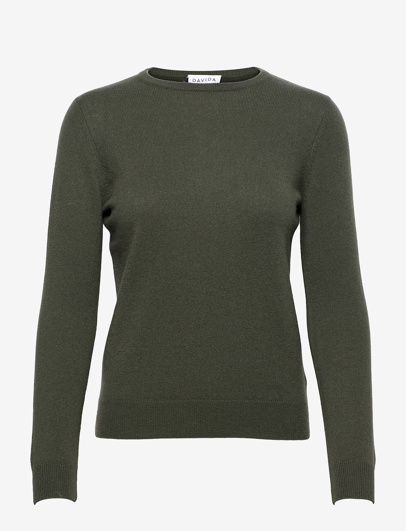 Davida Cashmere - Basic O-neck Sweater - džemprid - army green - 0