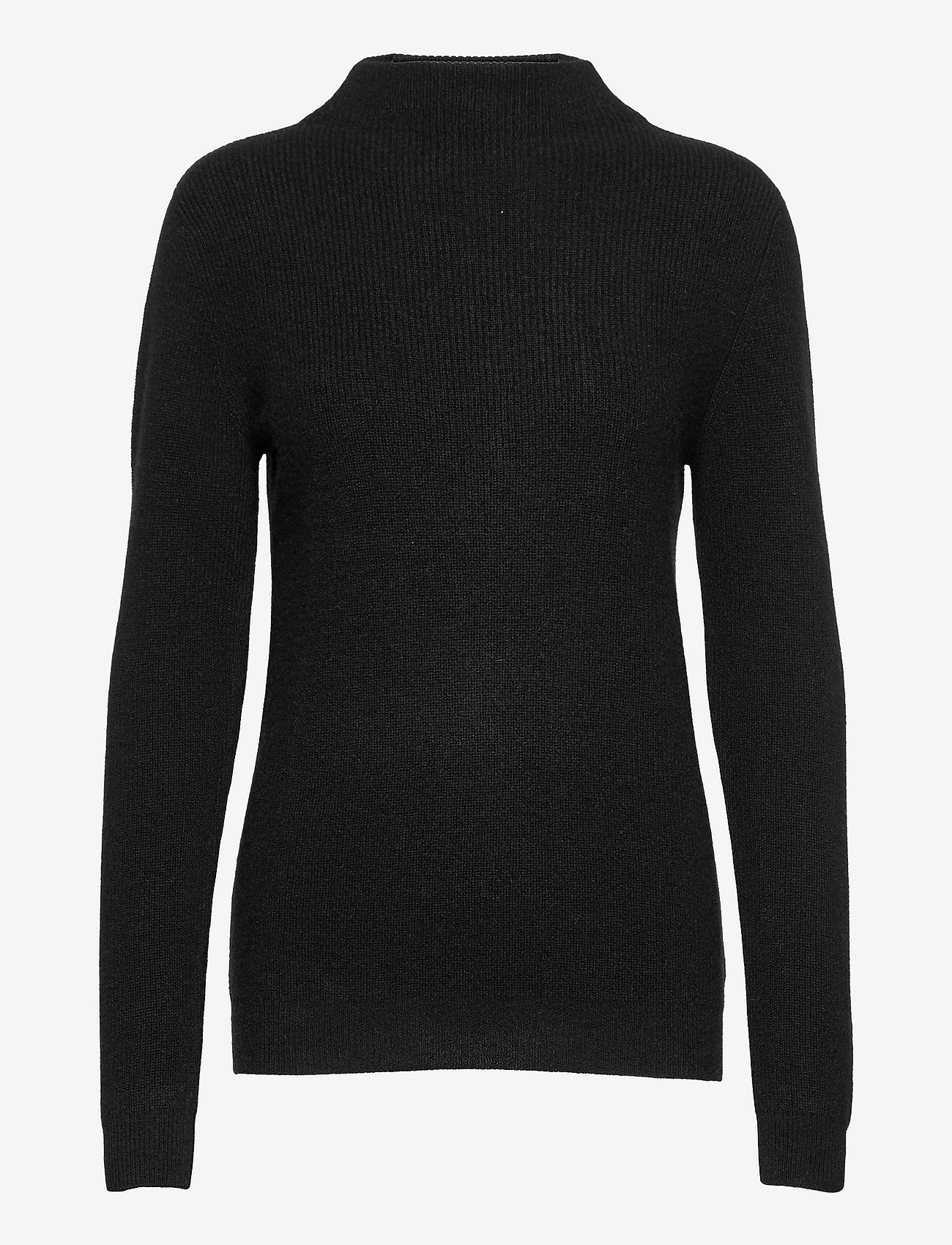 Davida Cashmere - Rib Funnel Neck Sweater - swetry - black - 0
