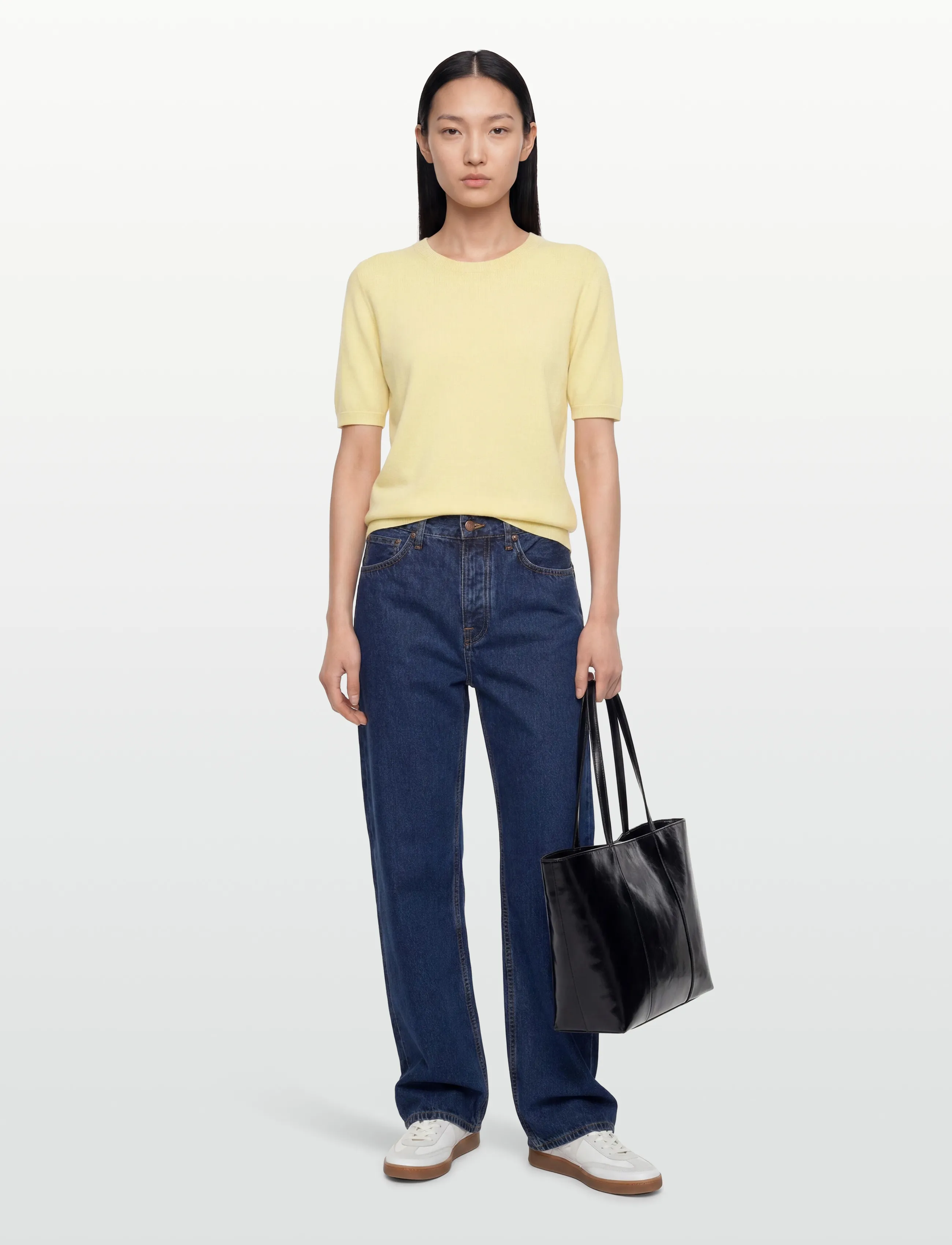 Davida Cashmere T-Shirt Oversized, L, Knitwear, Gelb - Jumpers, Frauen