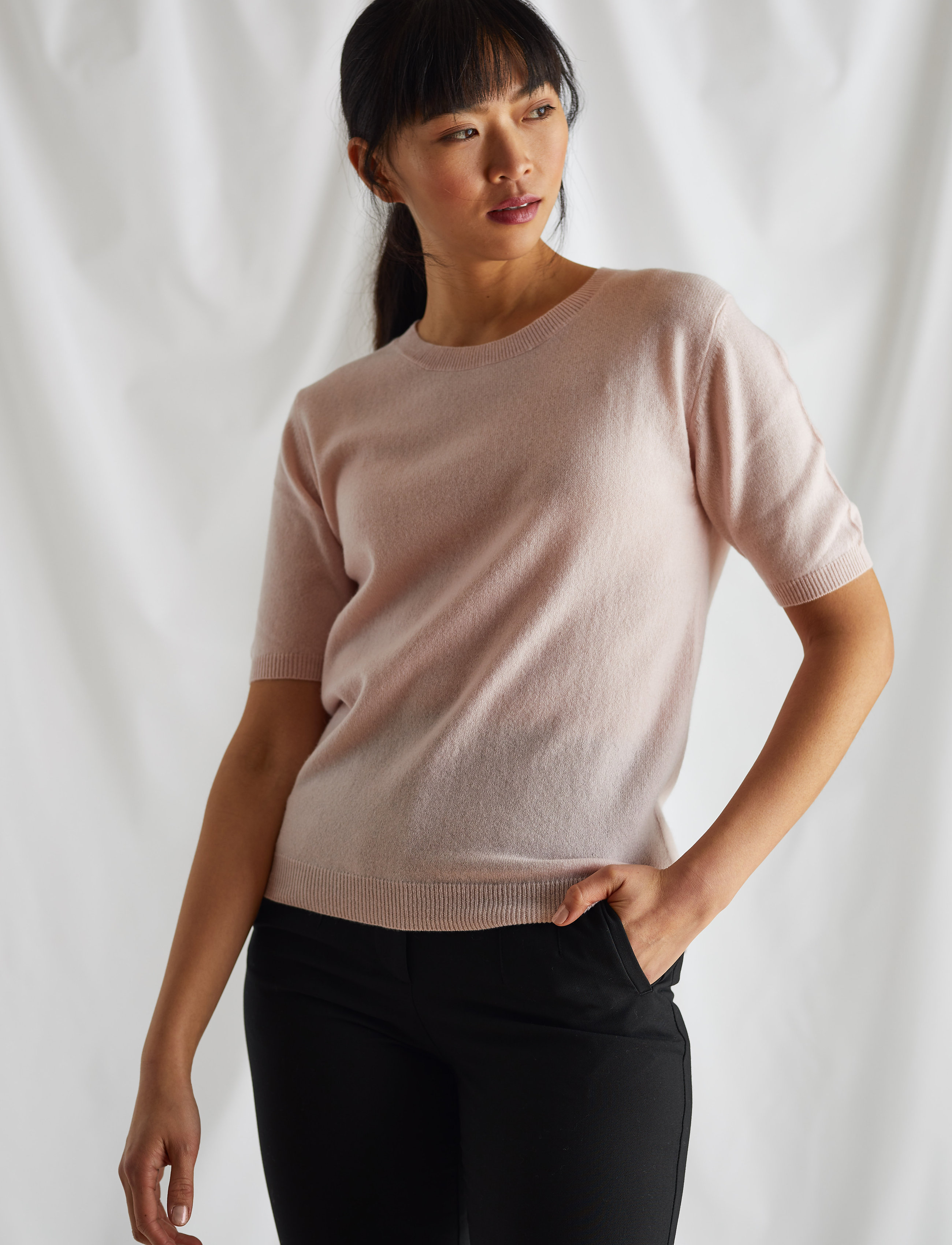 Davida Cashmere T-Shirt Oversized, L, Knitwear, Koralle - Jumpers, Frauen