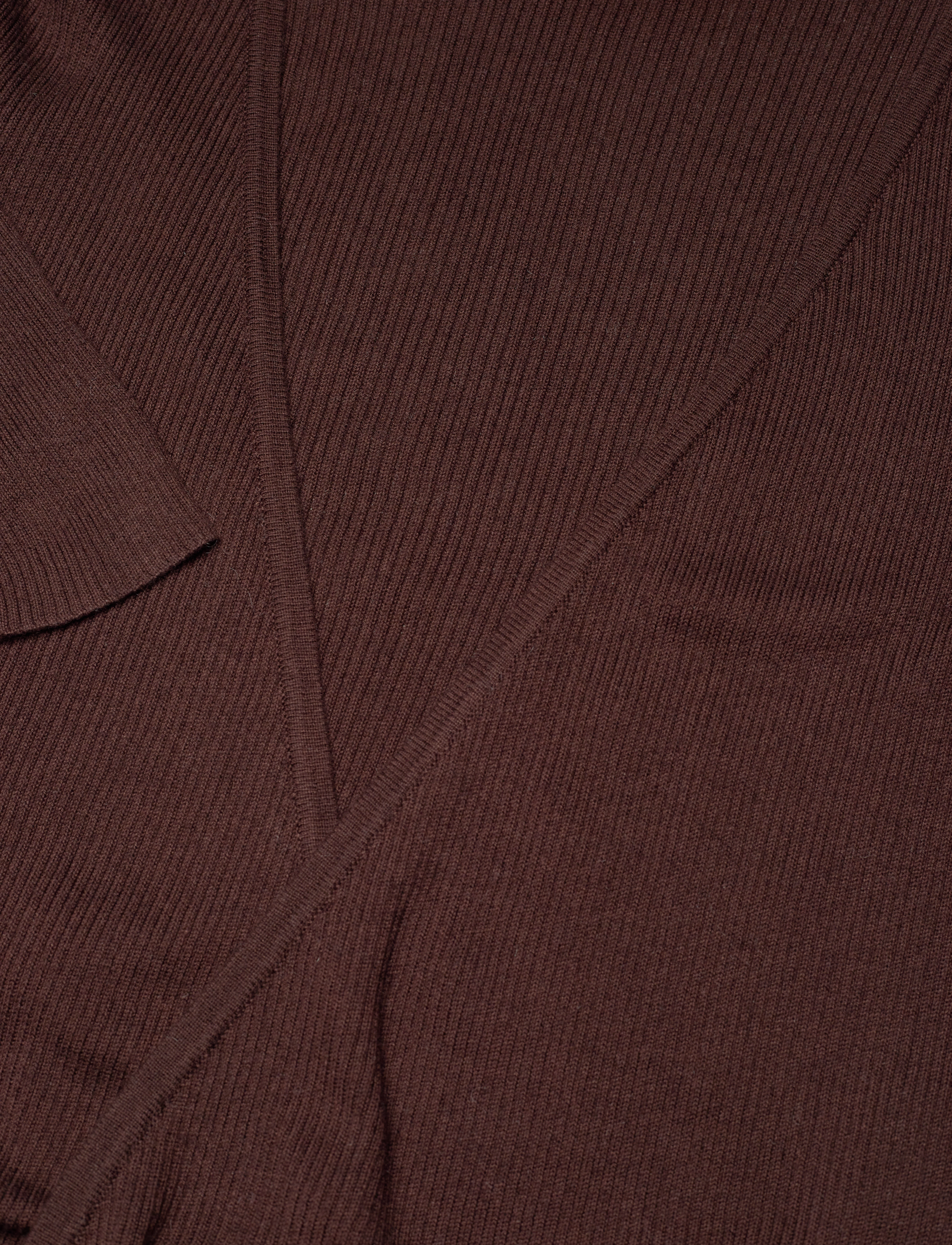 Davida Cashmere - Fine Knit Rib Wrap Midi Dress - walnut - 2
