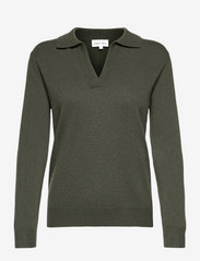 Davida Cashmere - Open Collar Sweater - strikkegensere - army green - 0