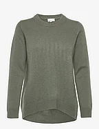 Straight O-neck Sweater - ARMY GREEN