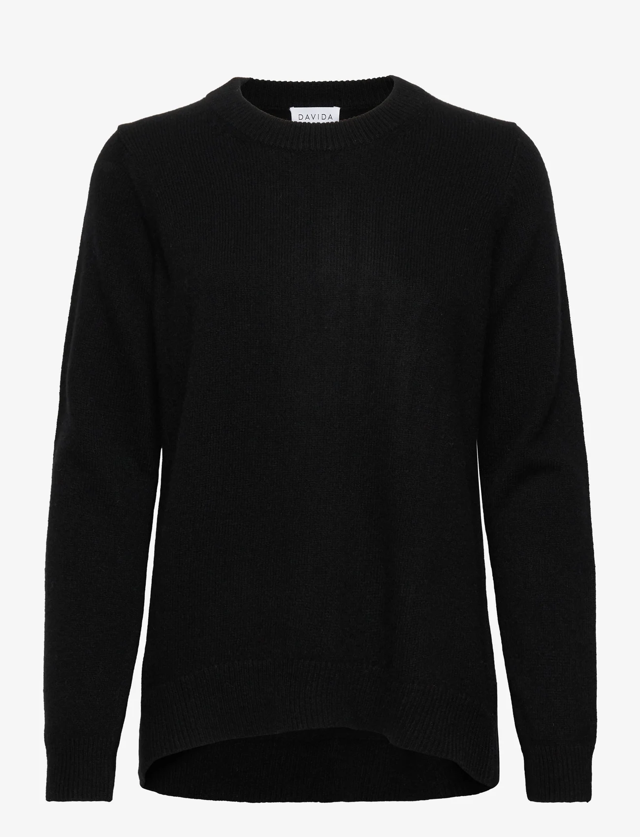 Davida Cashmere - Straight O-neck Sweater - trøjer - black - 0