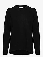 Straight O-neck Sweater - BLACK
