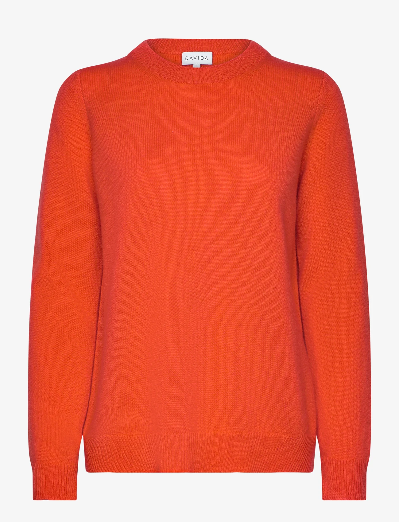 Davida Cashmere - Straight O-neck Sweater - jumpers - blood orange - 0