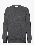 Straight O-neck Sweater - DARK GREY