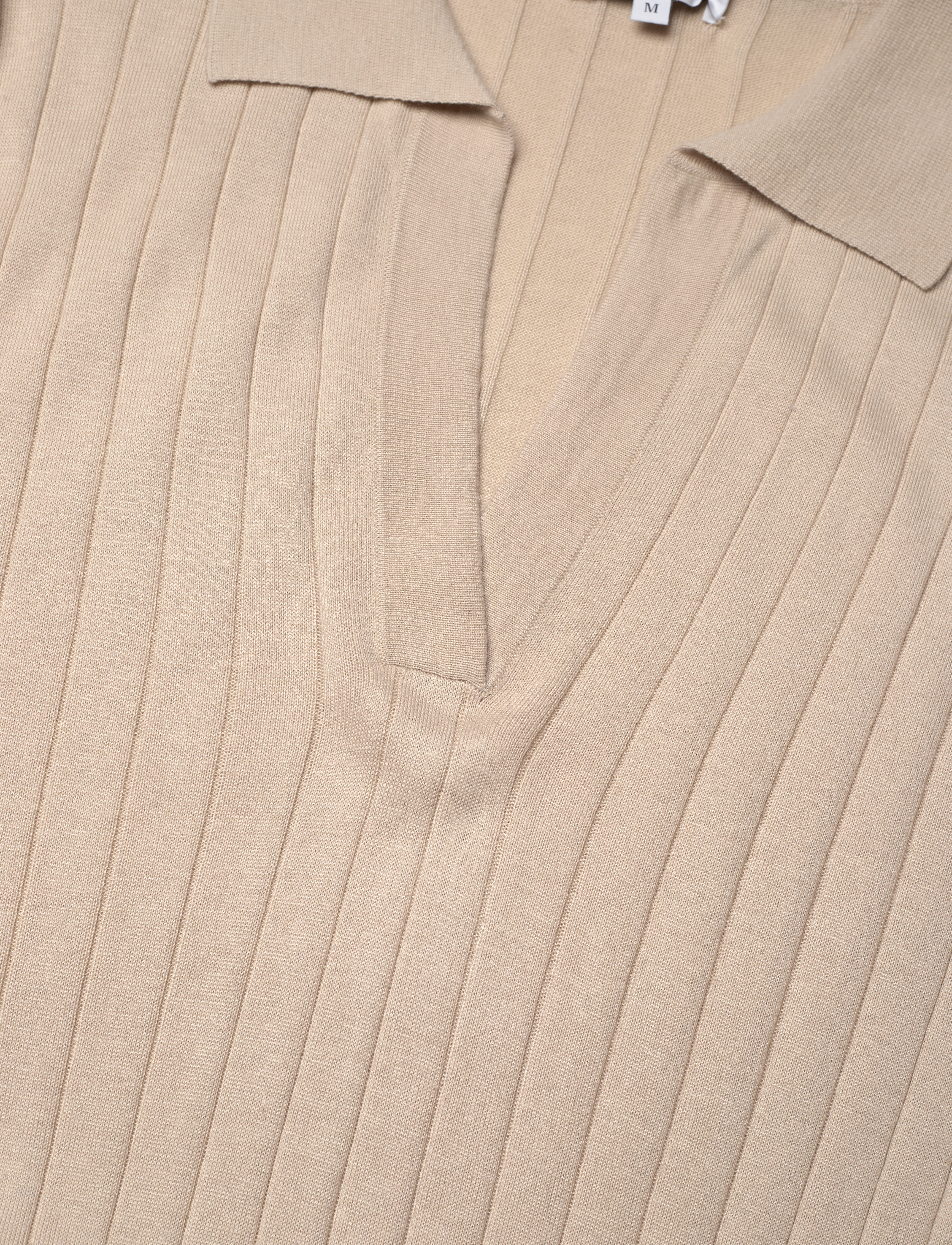 Davida Cashmere - Fine Knit Rib Collar Dress - sand stone - 3