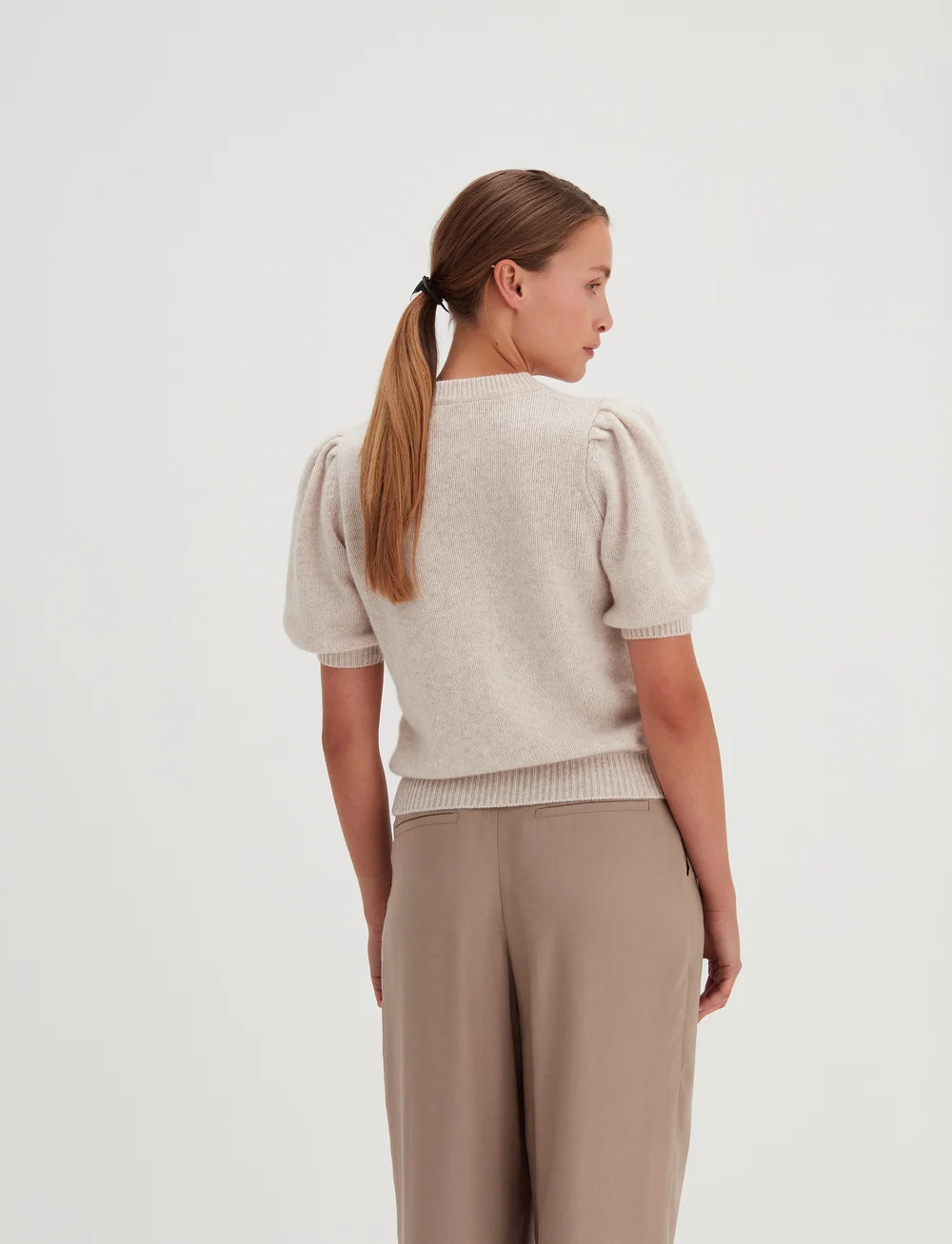 Davida Cashmere - Puff Sleeve T-Shirt - cashmere - light beige - 3