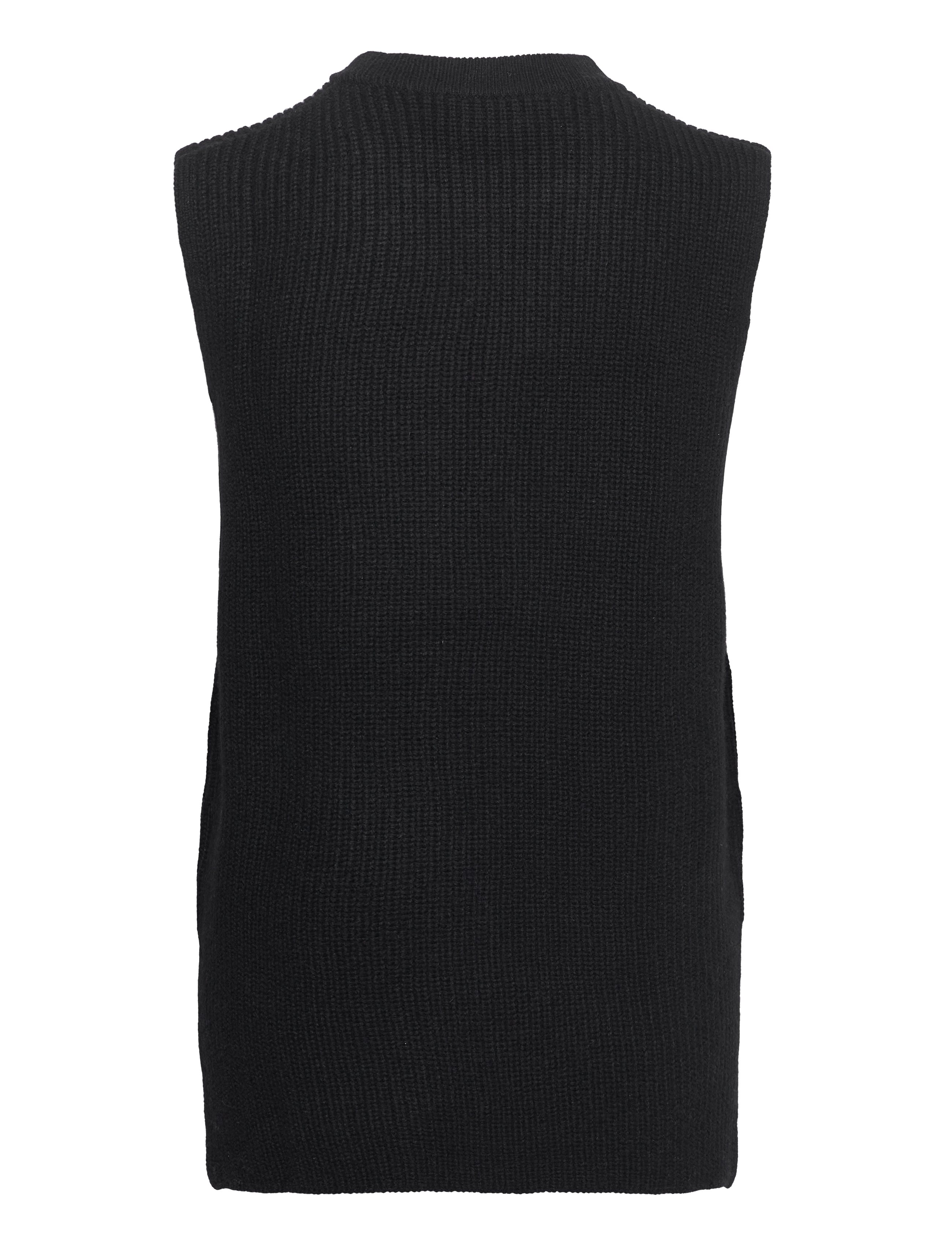Davida Cashmere - Rib O-neck Long Vest - black - 1