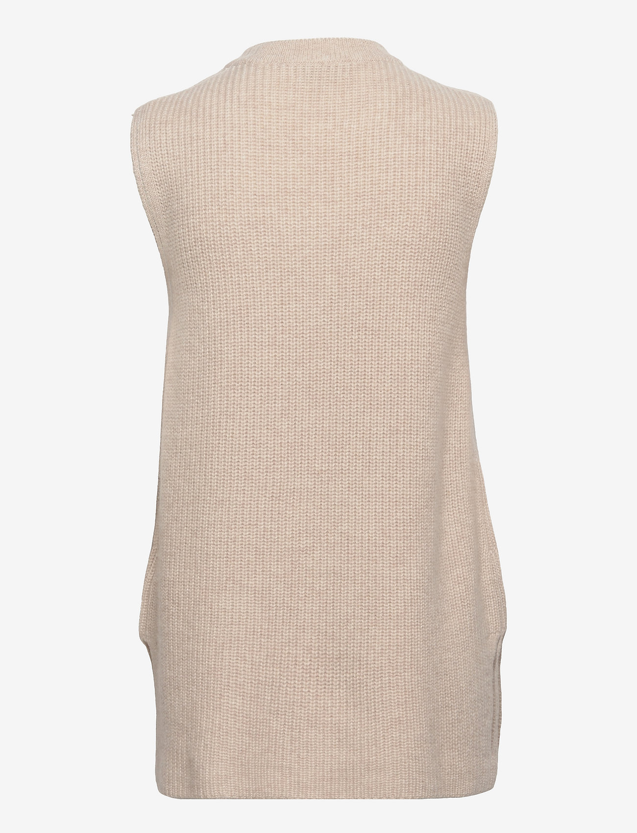 Davida Cashmere - Rib O-neck Long Vest - light beige - 1