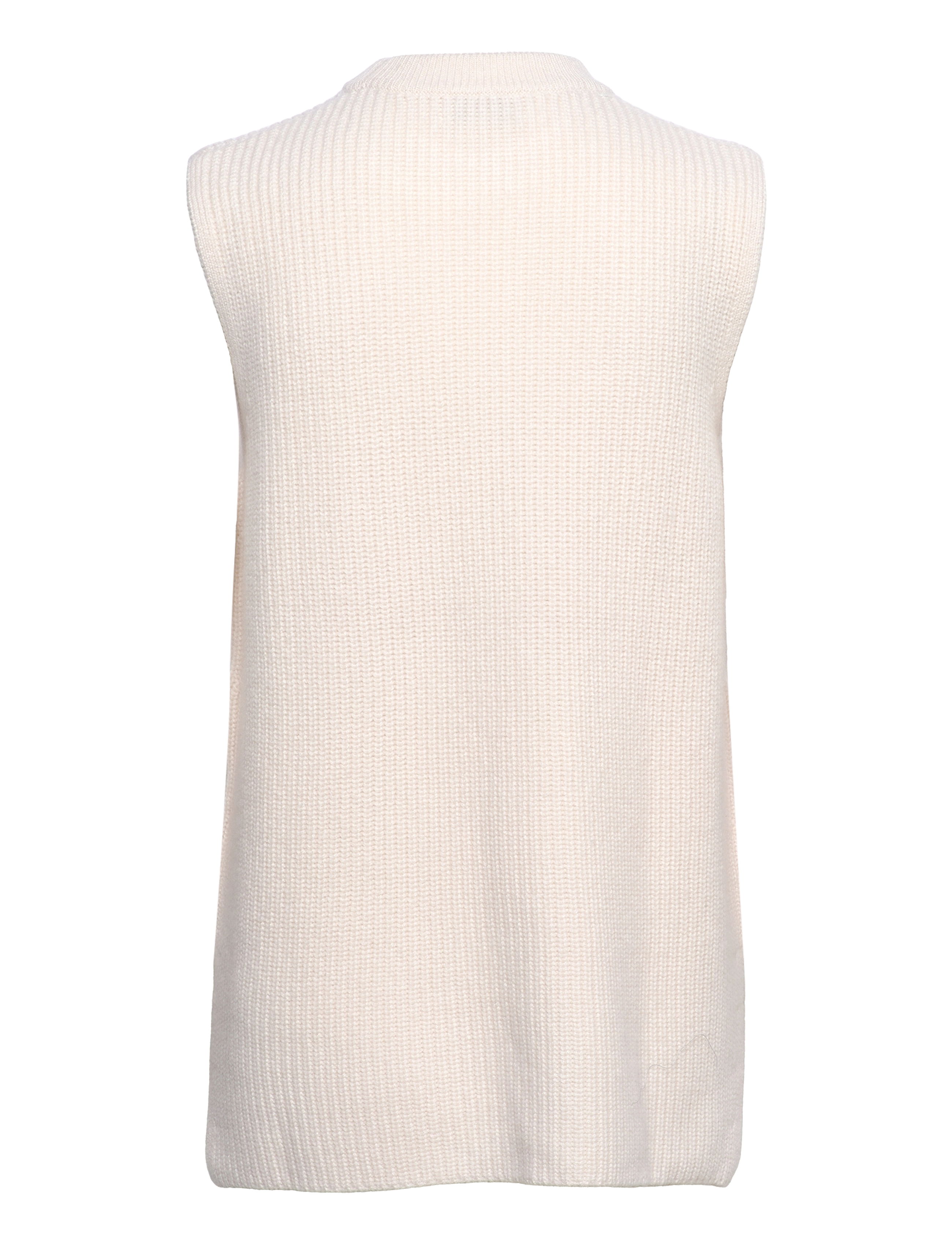 Davida Cashmere - Rib O-neck Long Vest - white - 1