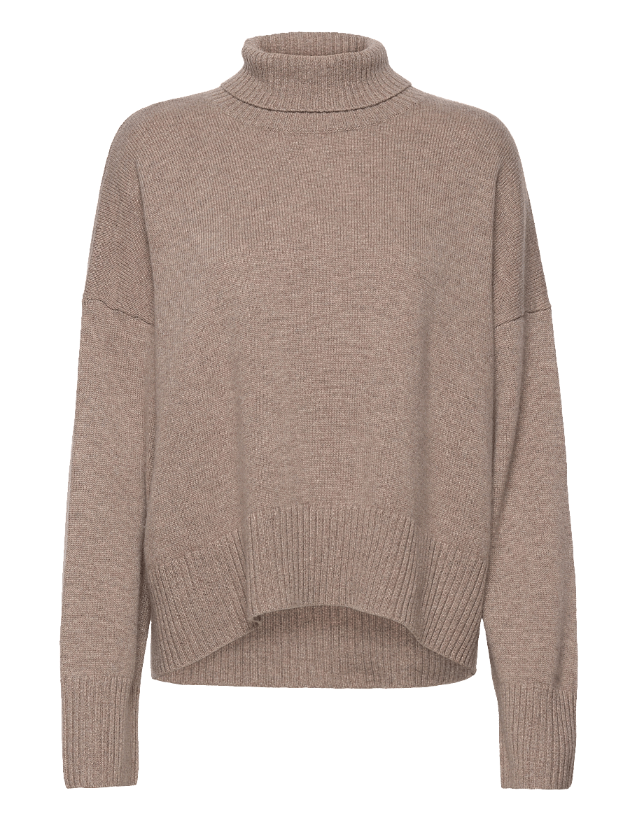 Davida Cashmere - chunky roll neck sweater - cashmere - mink - 0