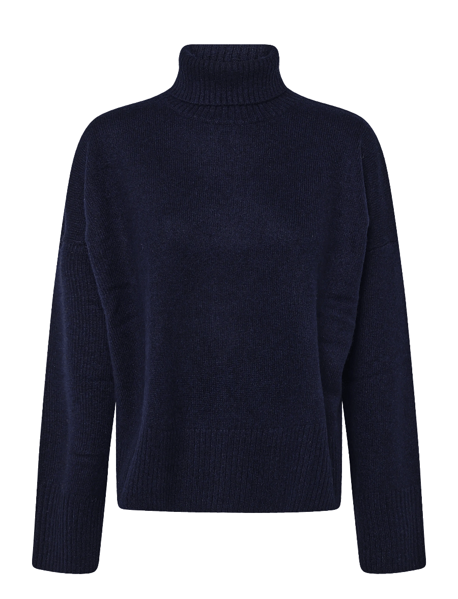 Davida Cashmere - chunky roll neck sweater - kashmir - navy - 0