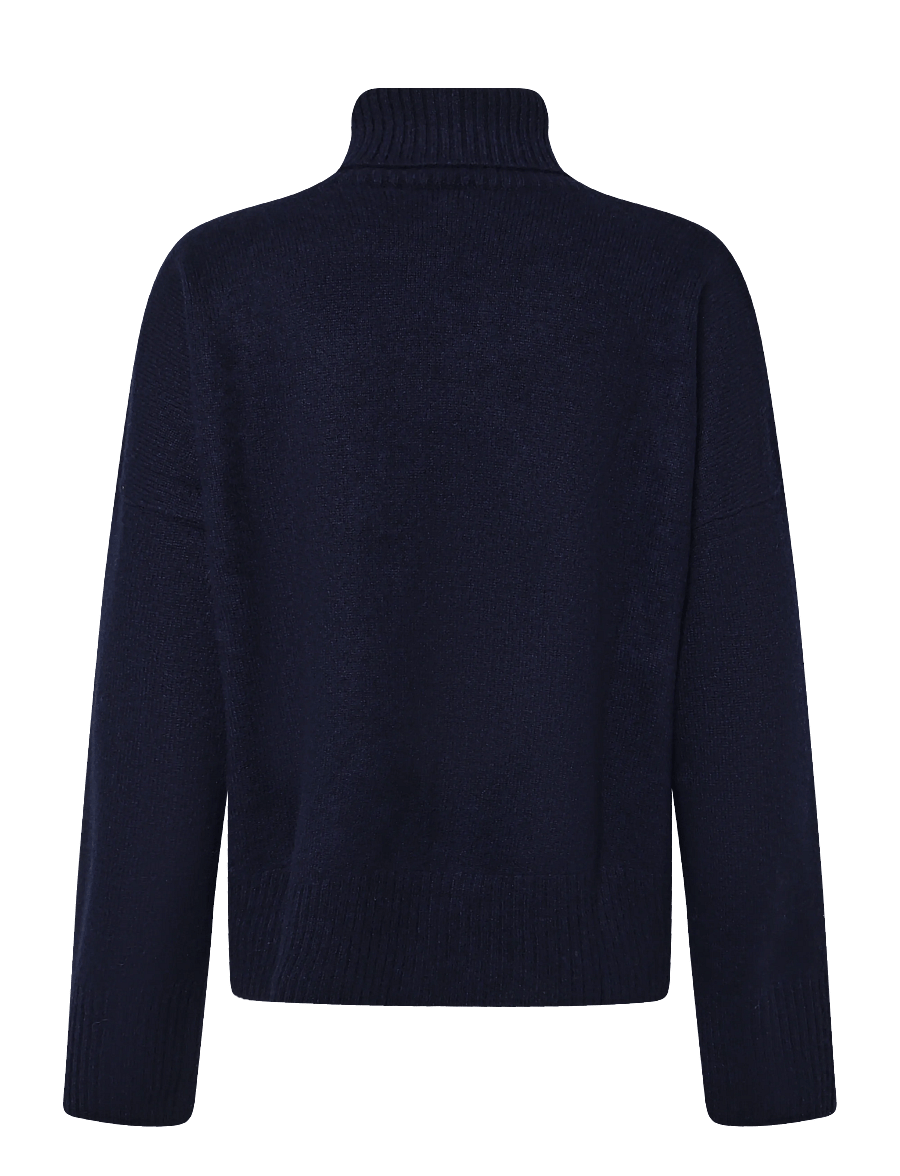 Davida Cashmere - chunky roll neck sweater - kashmir - navy - 1