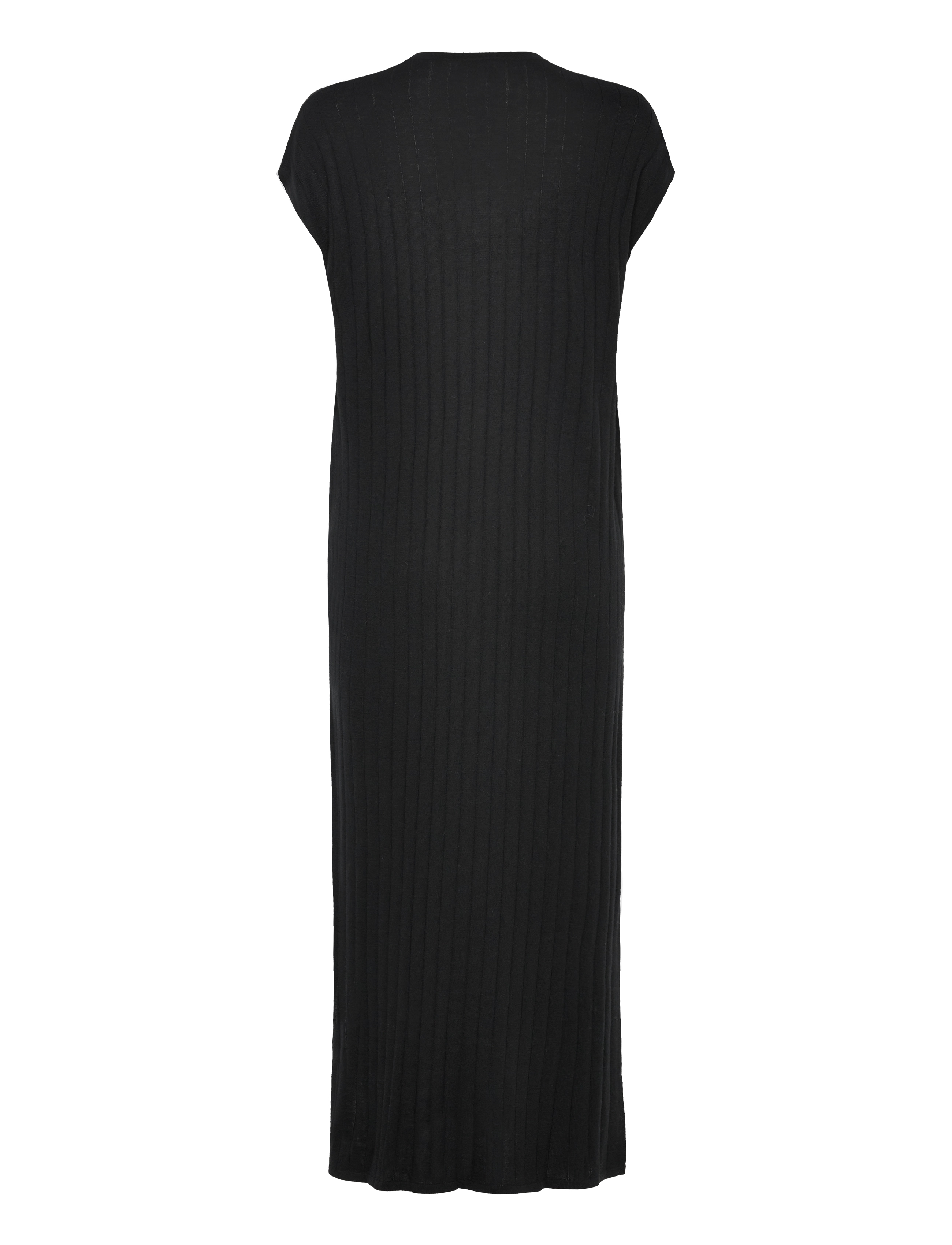 Davida Cashmere - Fine Knit Cap Sleeve Dress - black - 1