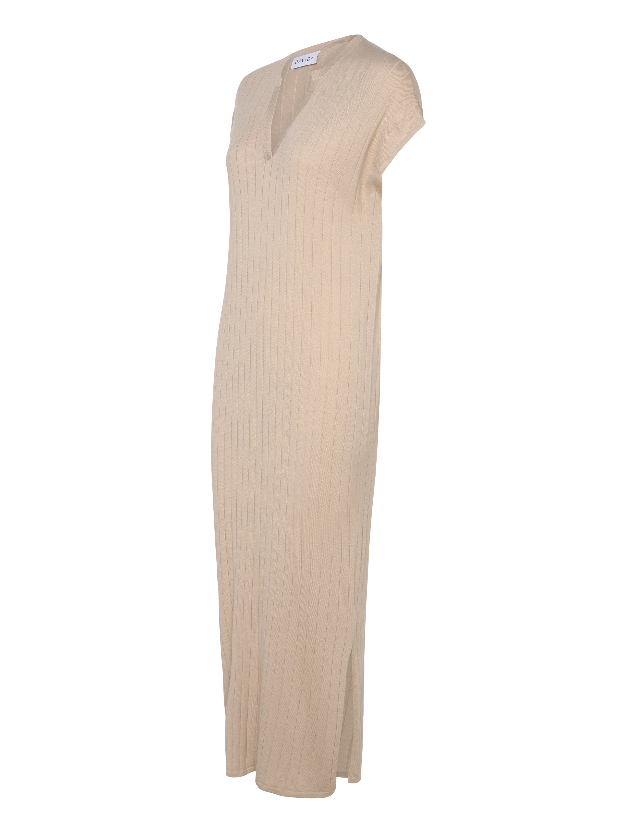 Davida Cashmere - Fine Knit Cap Sleeve Dress - sand stone - 2