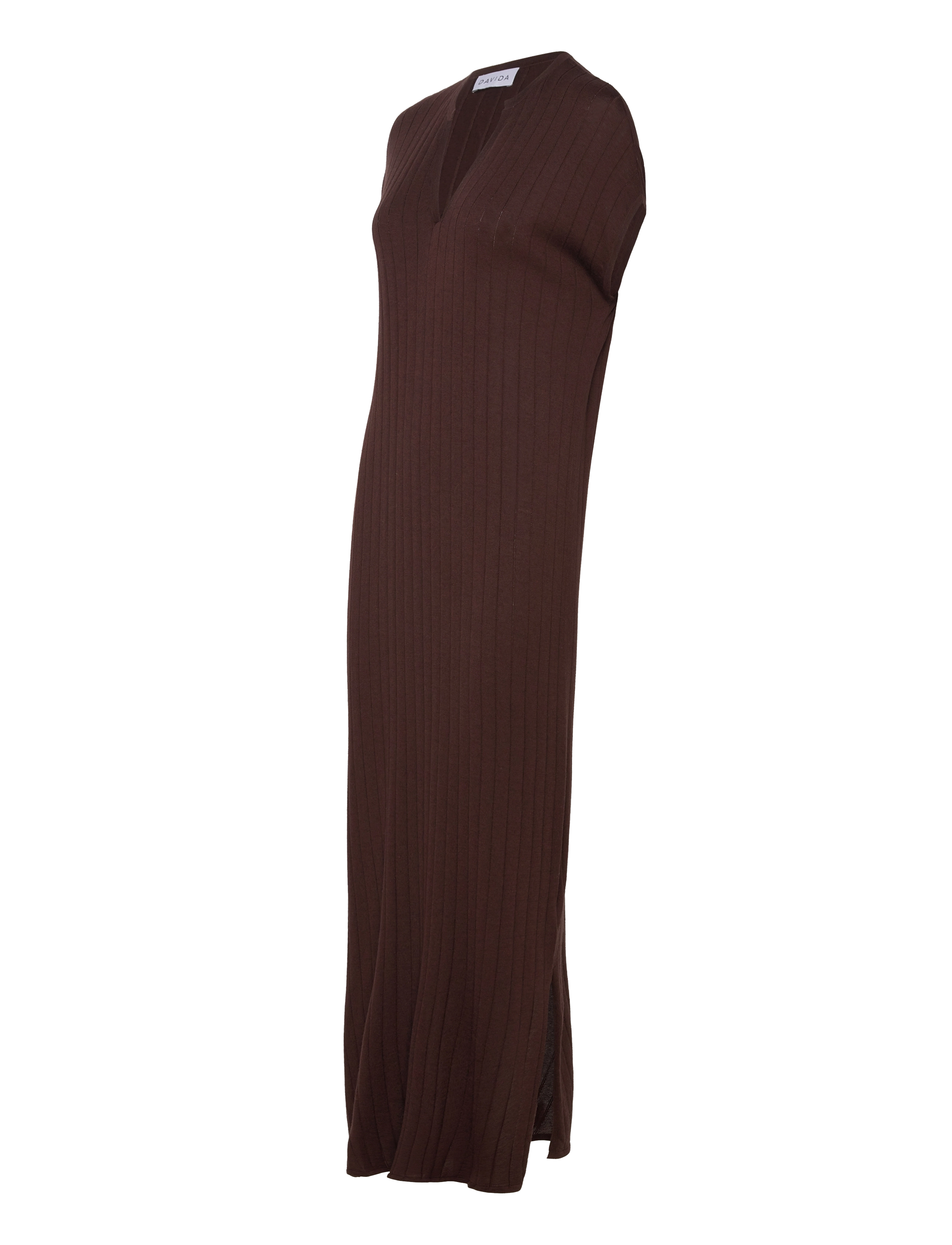 Davida Cashmere - Fine Knit Cap Sleeve Dress - walnut - 2