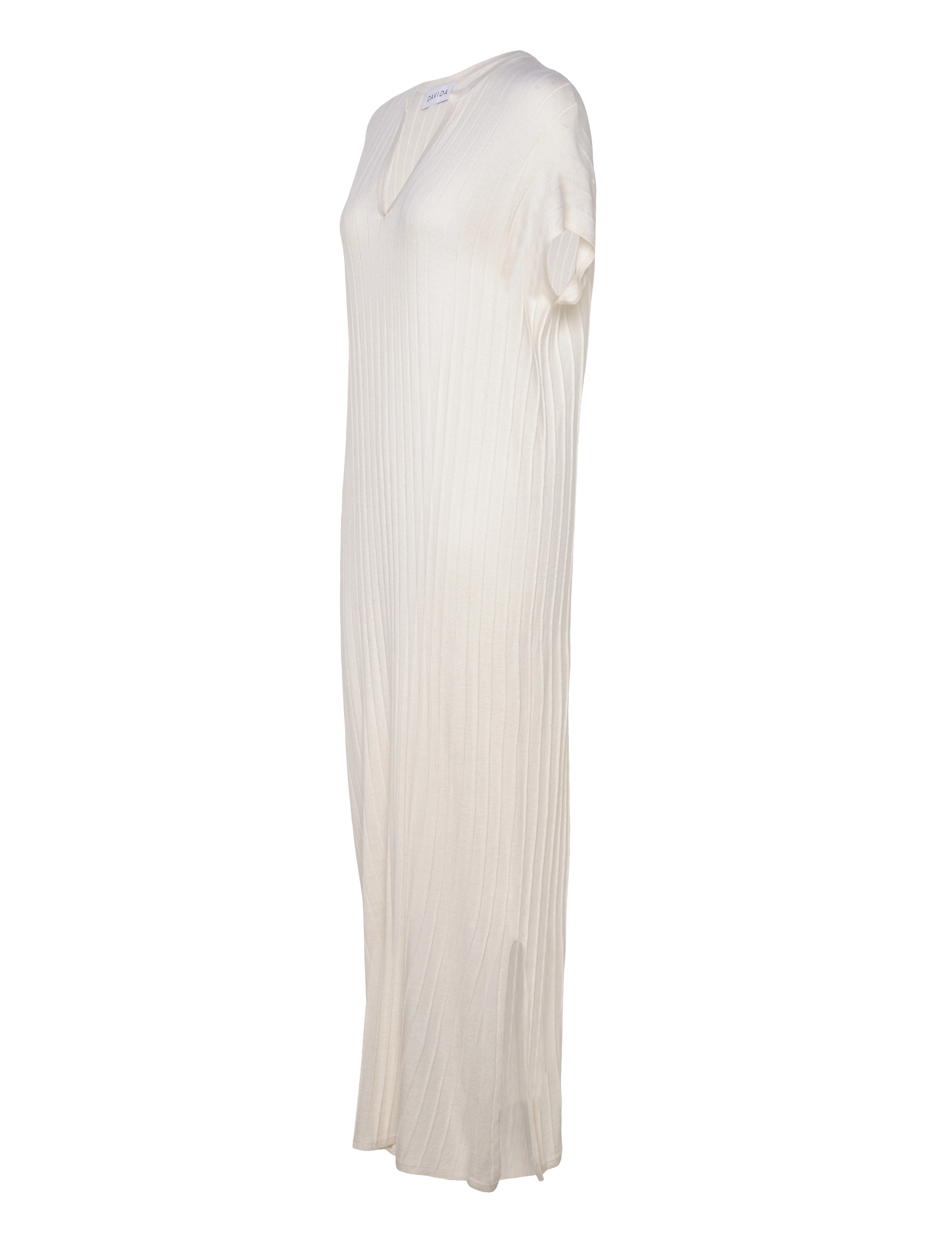 Davida Cashmere - Fine Knit Cap Sleeve Dress - white - 2