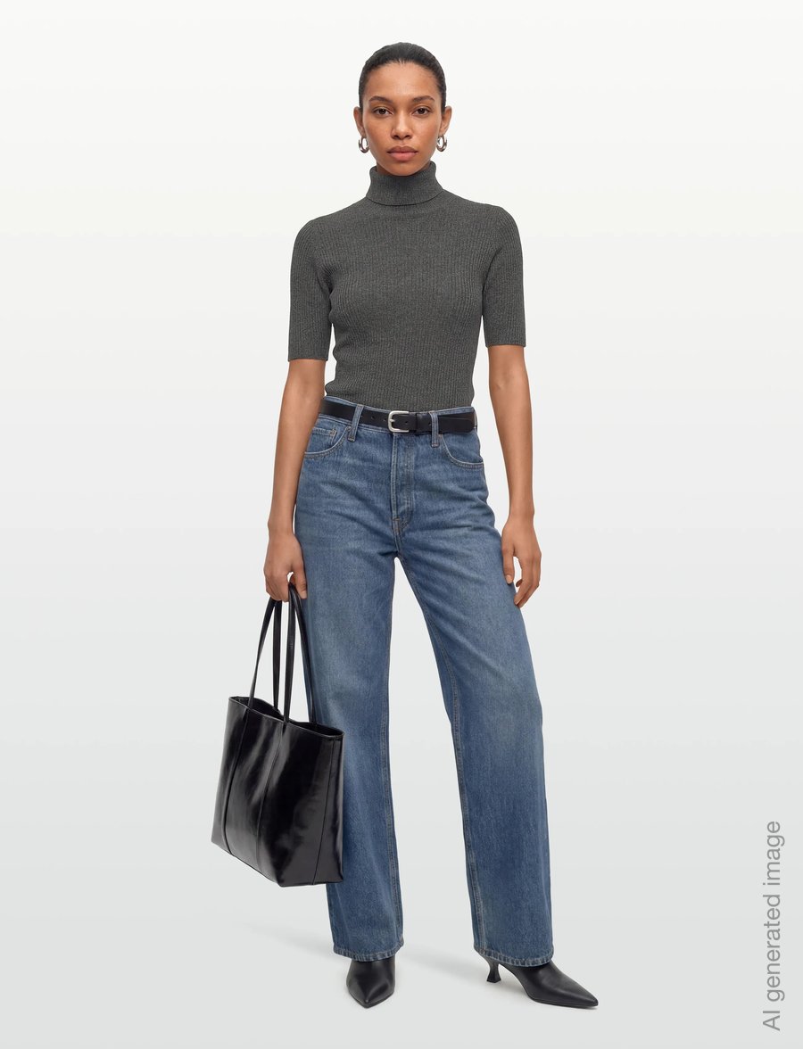 Davida Cashmere - Turtleneck Rib T-shirt - kašmiir - dark grey - 0