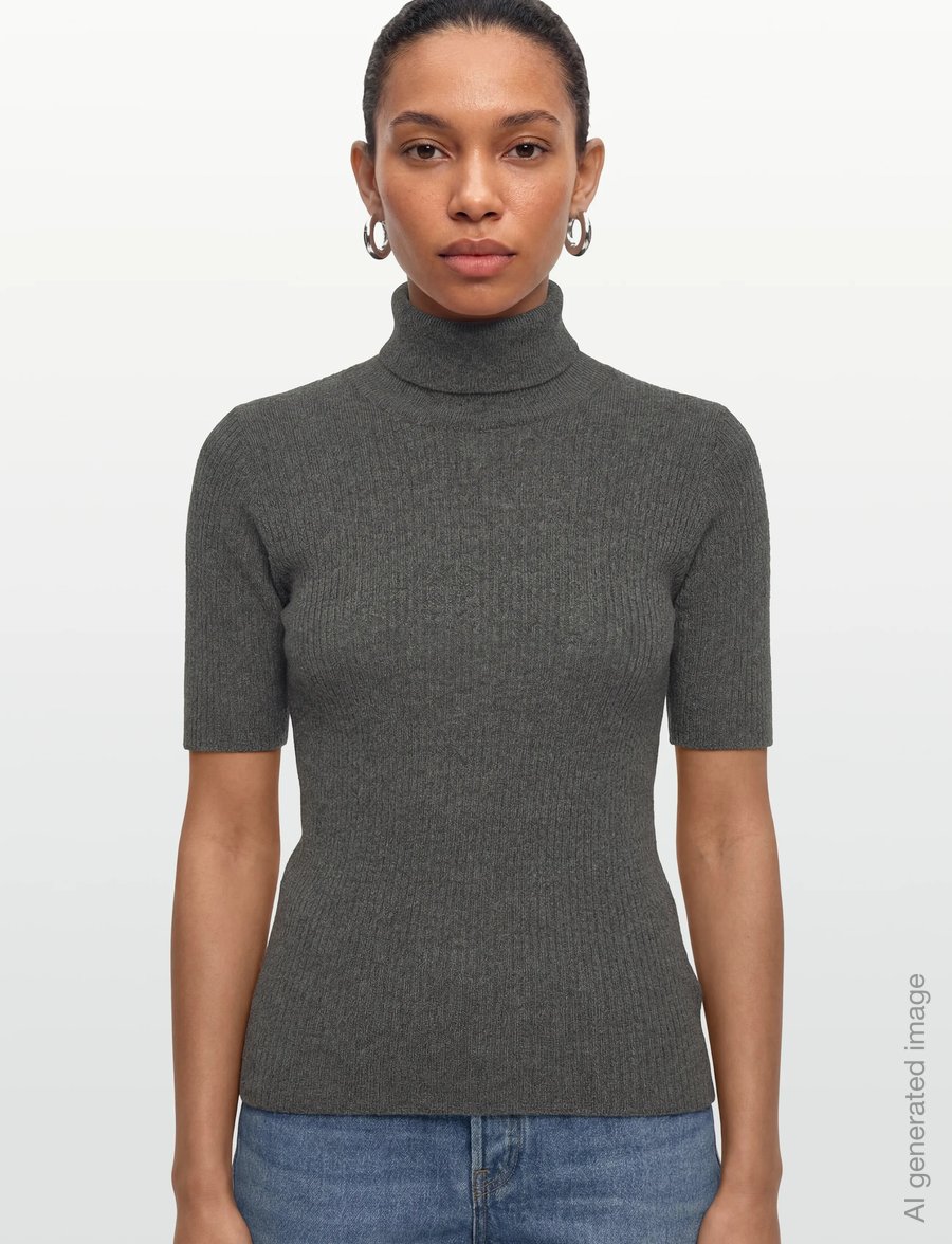 Davida Cashmere - Turtleneck Rib T-shirt - kašmiir - dark grey - 3