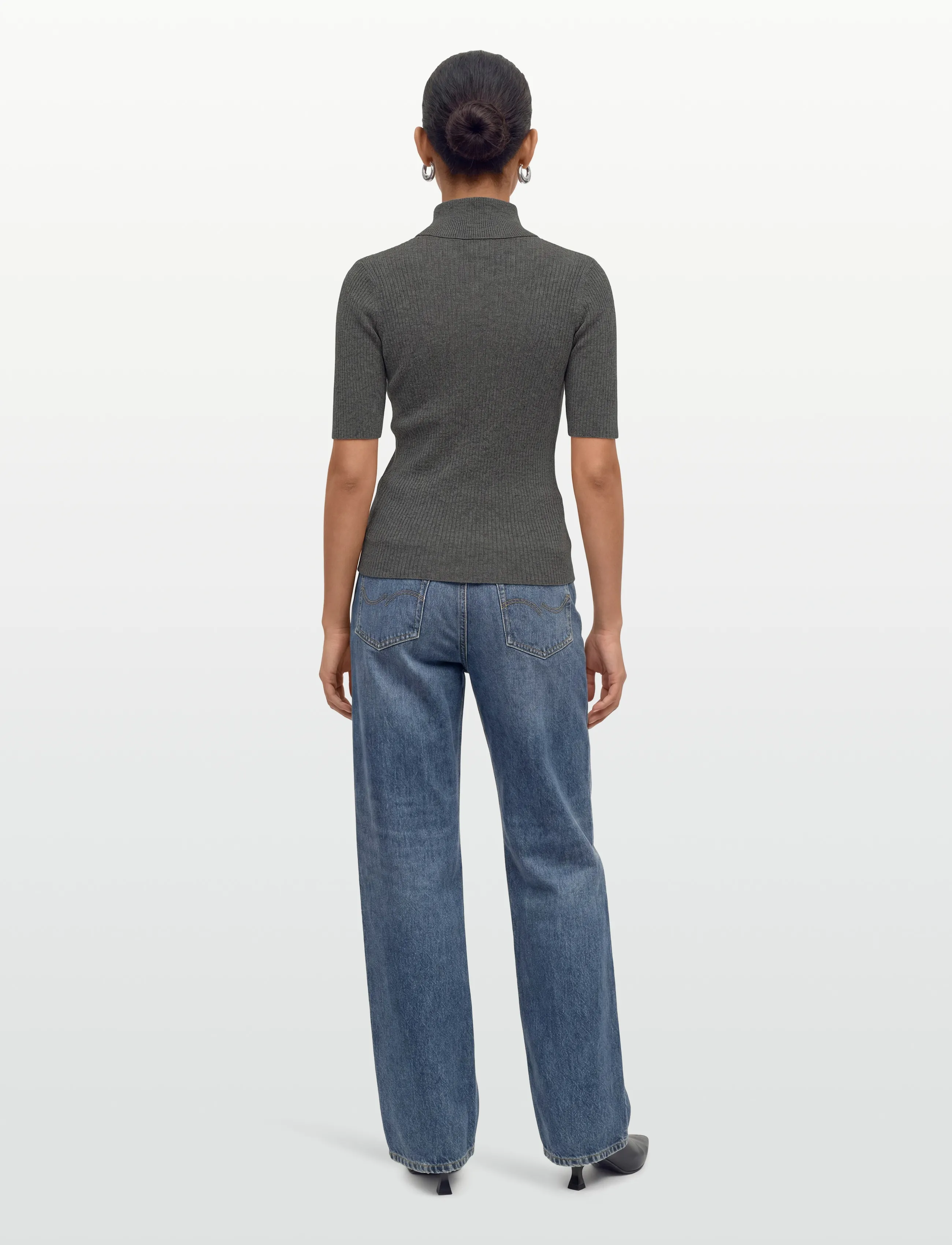 Davida Cashmere - Turtleneck Rib T-shirt - rollkragenpullover - dark grey - 4