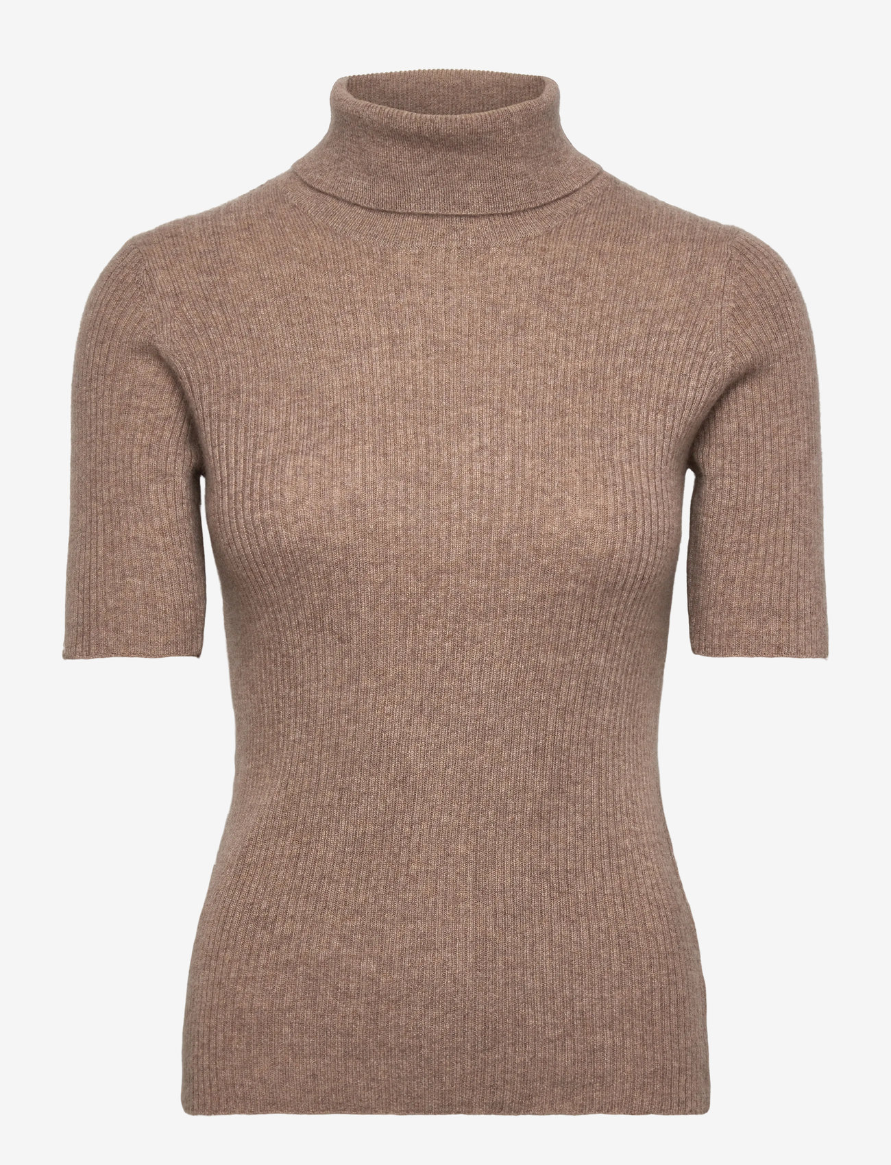 Davida Cashmere - Turtleneck Rib T-shirt - kashmir - mink - 1
