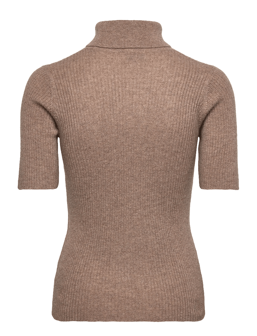 Davida Cashmere - Turtleneck Rib T-shirt - kašmiir - mink - 2