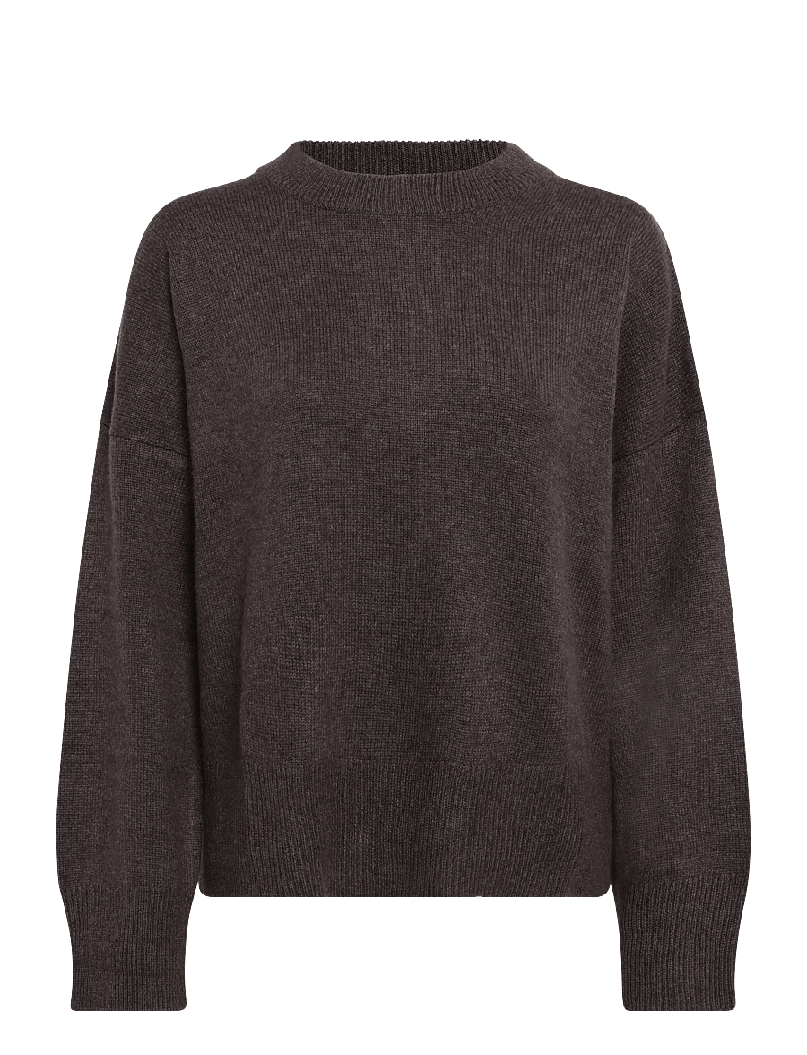 Davida Cashmere - boxy o-neck sweater - striktrøjer - cacao - 0