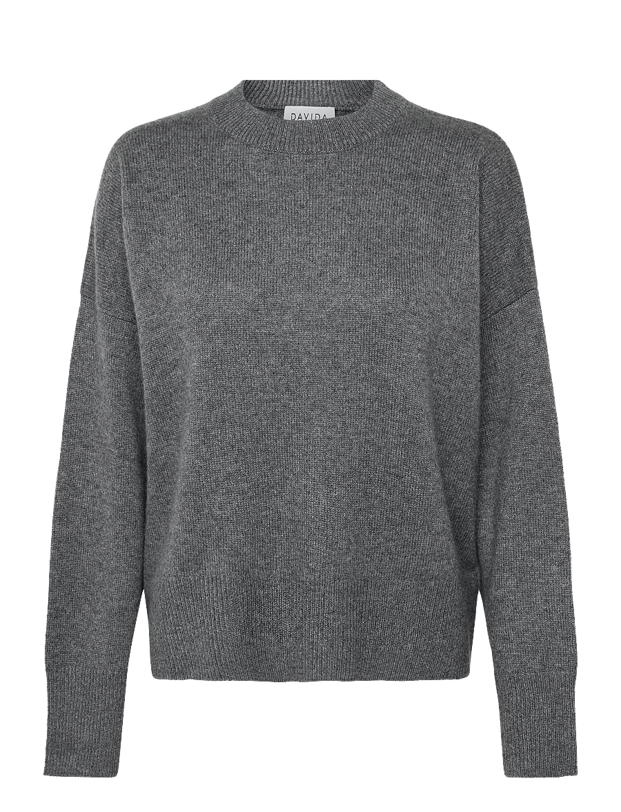 Davida Cashmere - boxy o-neck sweater - cashmere - dark grey - 0